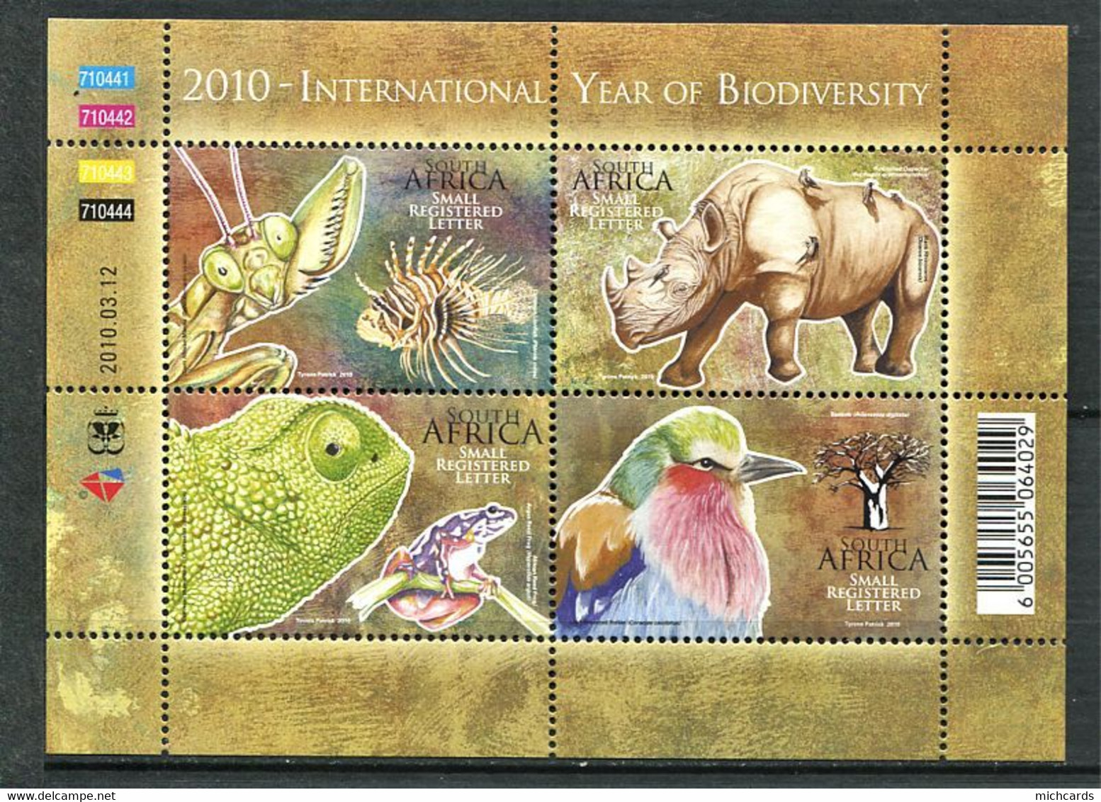 274 AFRIQUE DU SUD 2010 - Yvert 1491/94 - Mante Rhinoceros Cameleon Oiseau - Neuf ** (MNH) Sans Charniere - Nuevos