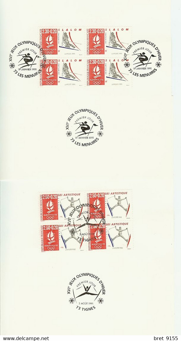 10 DOCUMENTS DE LA POSTE XVI ème JEUX OLYMPIQUES D HIVER 1991 CURLING SKI ALPIN VITESSE SLALOM FOND HOCKEY SAUT LUGE - Documents Of Postal Services