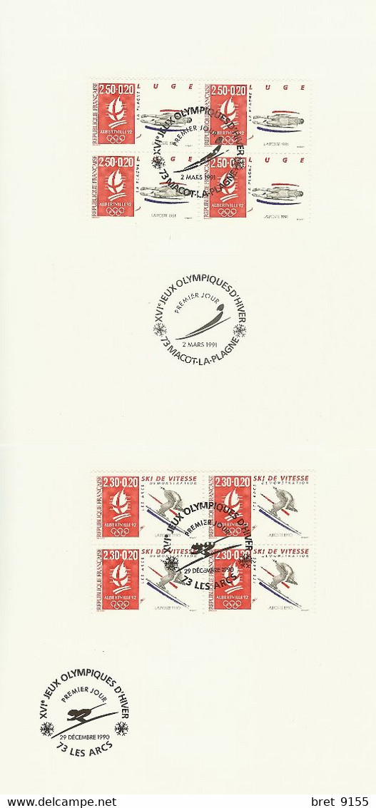 10 DOCUMENTS DE LA POSTE XVI ème JEUX OLYMPIQUES D HIVER 1991 CURLING SKI ALPIN VITESSE SLALOM FOND HOCKEY SAUT LUGE - Documents Of Postal Services