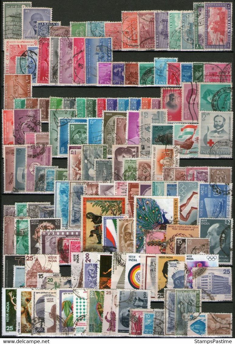 INDIA Colección +260 Sellos Usados 1947-94 MUCHA TEMÁTICA +100 Sellos Extras – Valorizada En Catálogo U$S +130.00 - Colecciones & Series