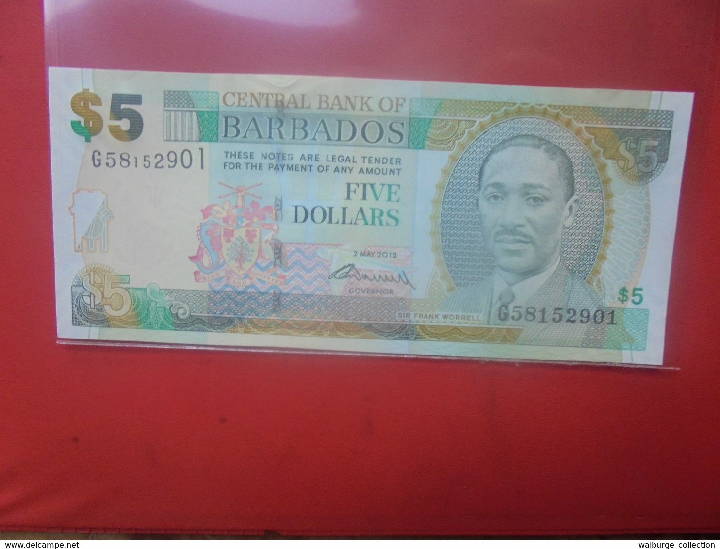 BARBADES 5$ 2012 Peu Circuler (B.26) - Barbados (Barbuda)