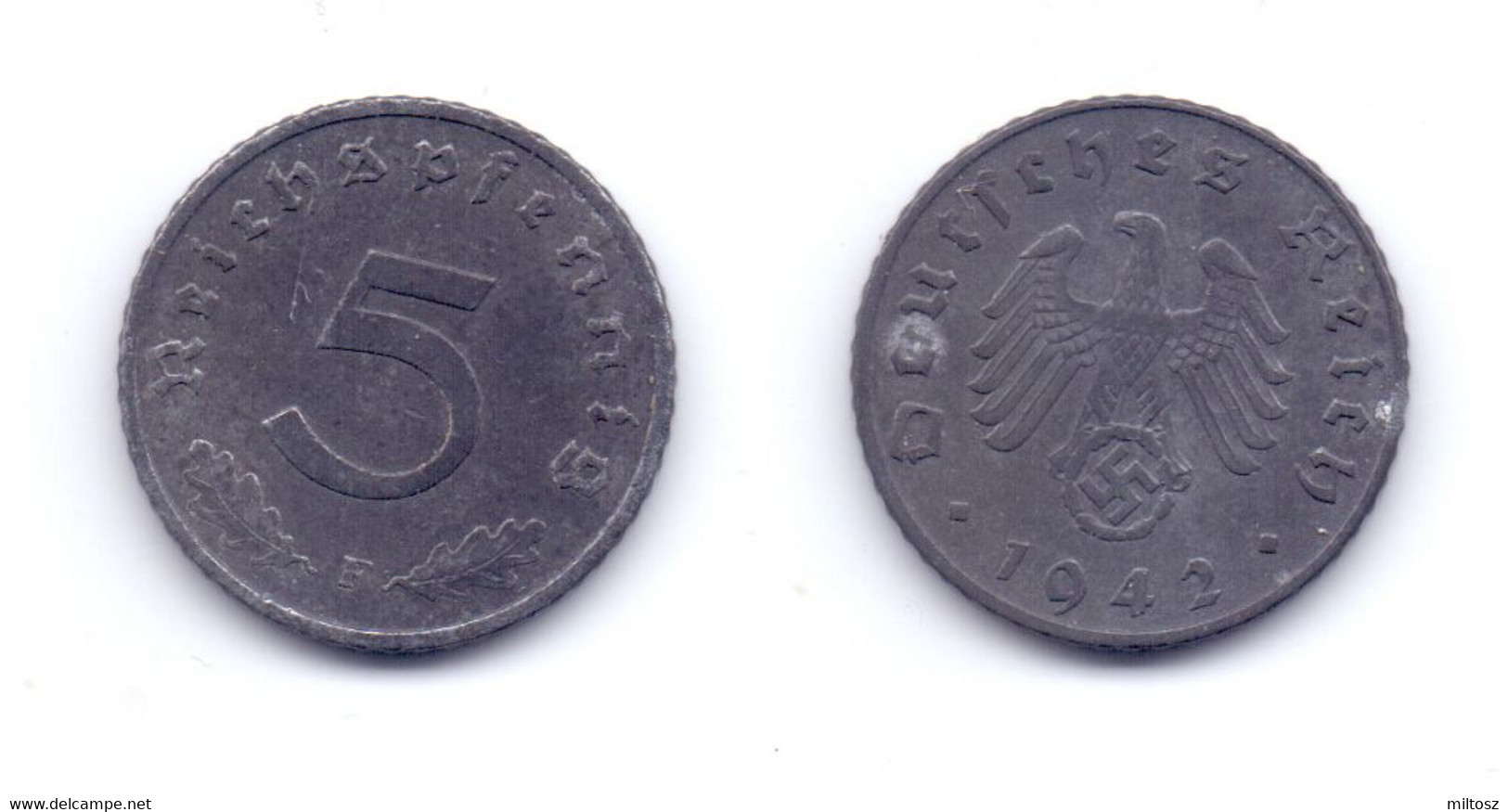 Germany 5 Reichspfennig 1942 F WWII Issue - 5 Reichspfennig