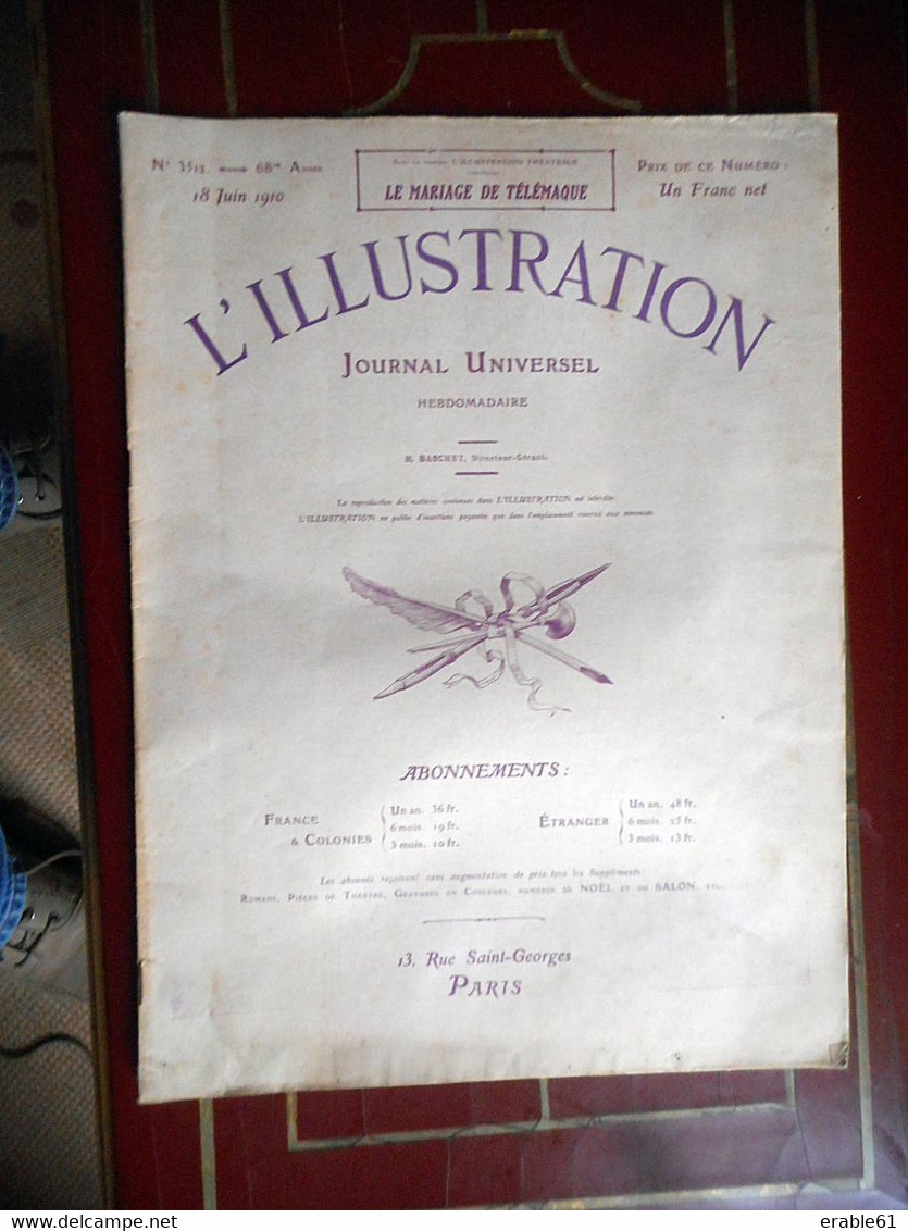 L' ILLUSTRATION 18/06 1910 CALAIS PERTE SUBMERSIBLE PLUVIOSE PACIFICATION MAURITANIE AFRIQUE - L'Illustration