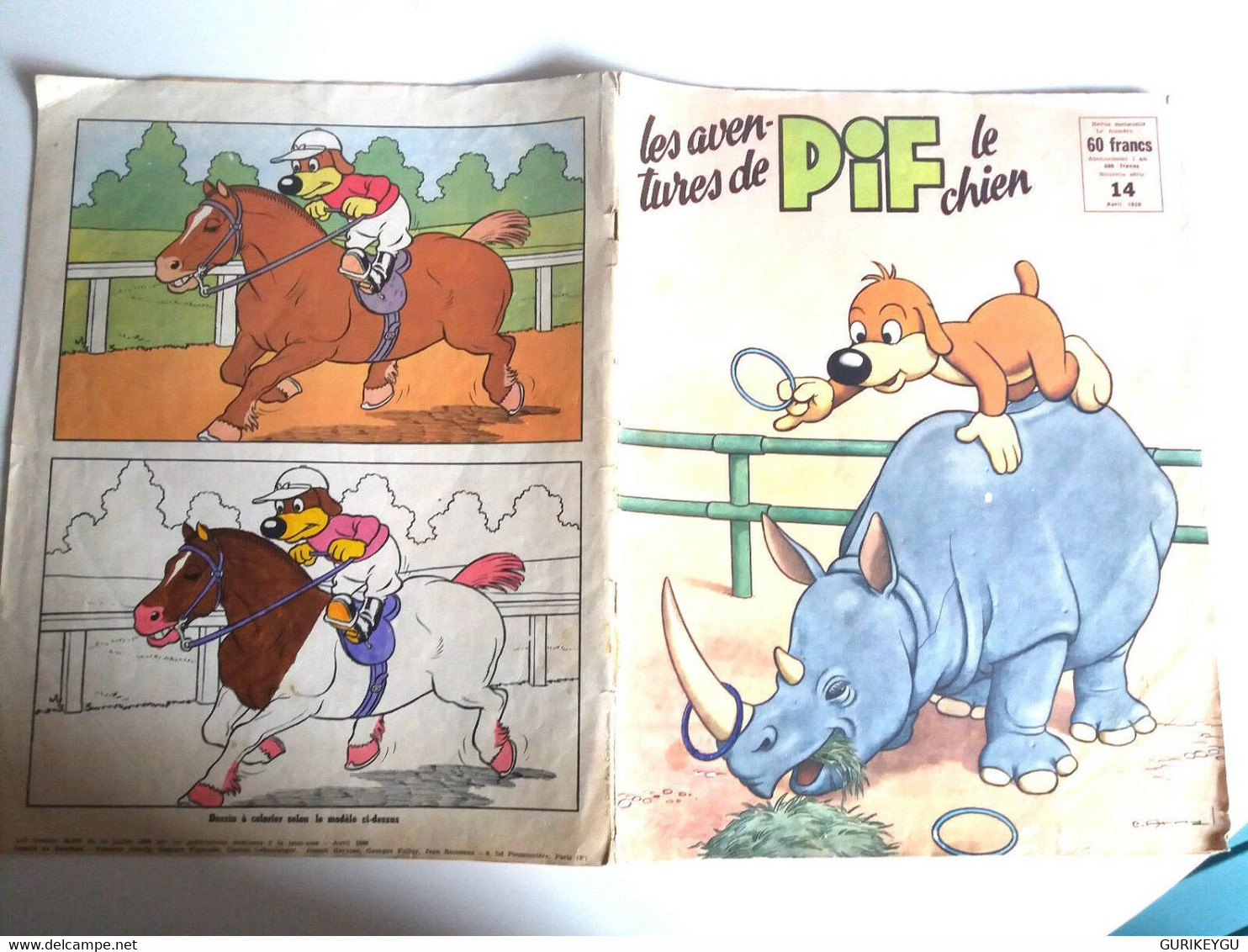 Les Aventures De PIF LE CHIEN Hercule N° 14 ARNAL 4-1959 VAILLANT Spoutnik - Pif & Hercule