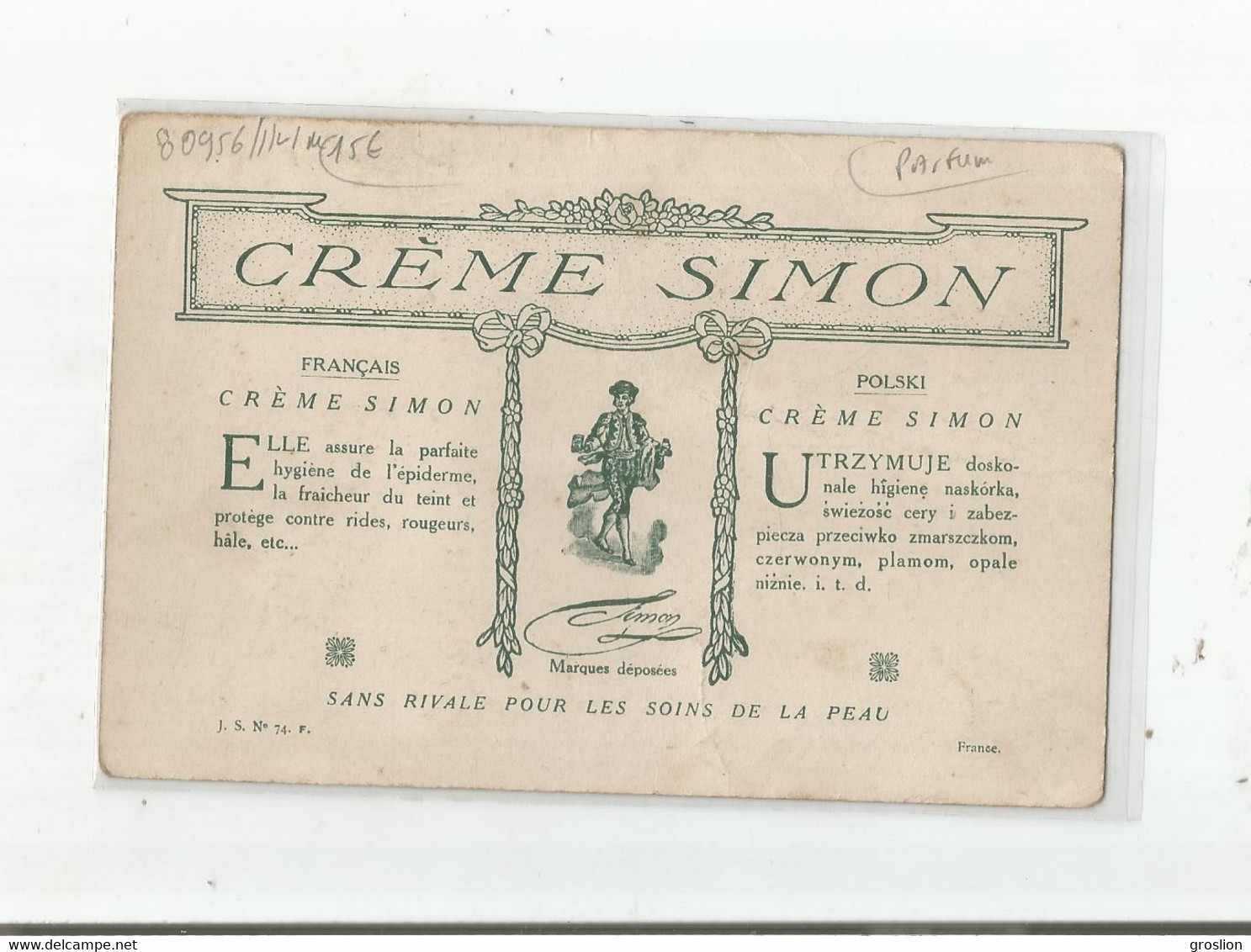 CREME SIMON CARTE THEME PARFUM - Anciennes (jusque 1960)