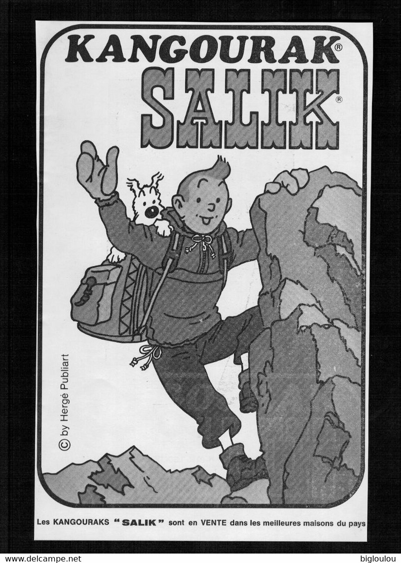 1977 - Ancienne Publicité SALIK - Illustration Tintin Et Milou - HERGE - Oggetti Pubblicitari