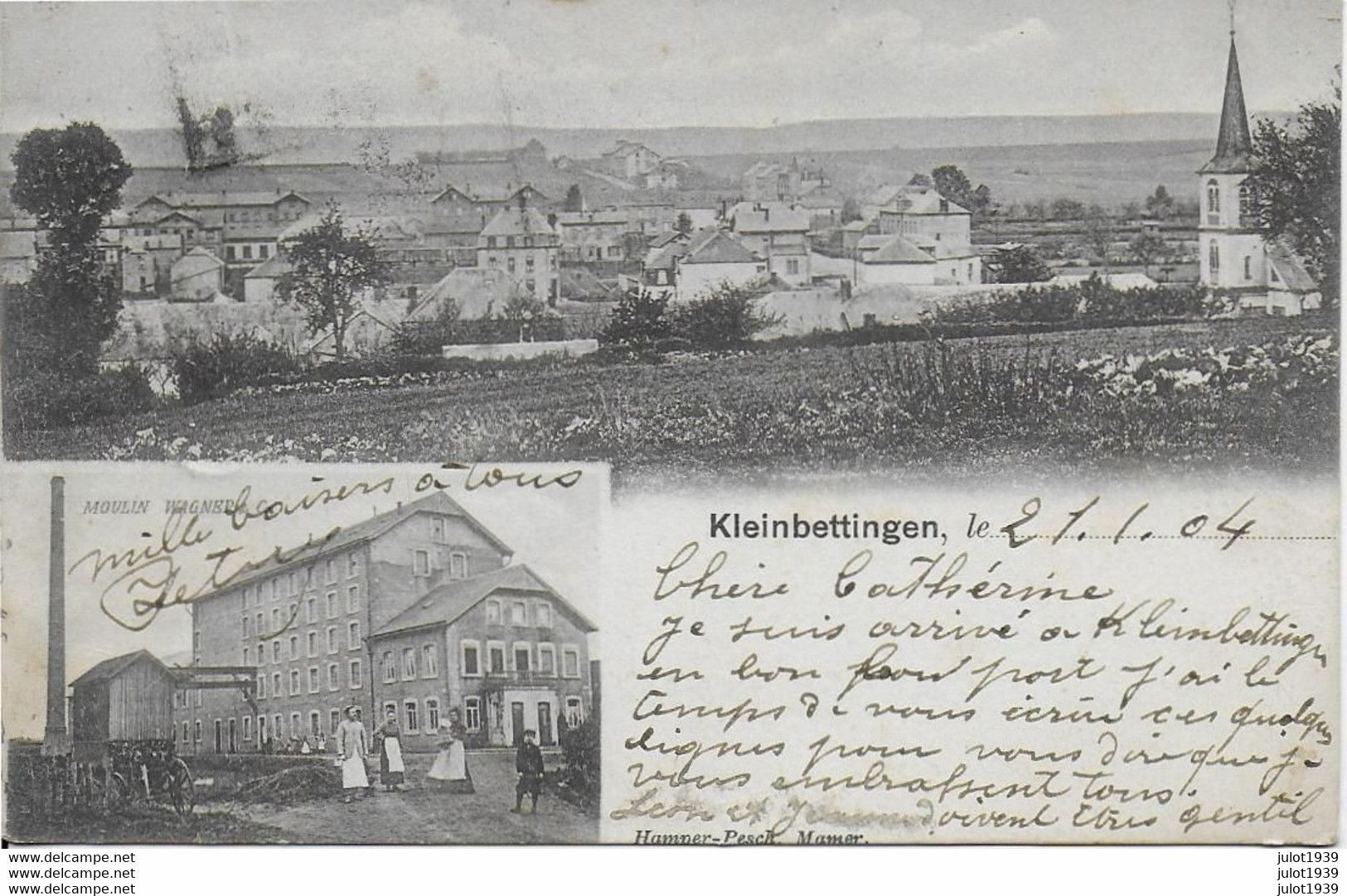 KLEINBETTINGEN ..-- MOULIN  WAGNER Et Panorama . 1904 Vers IXELLES ( Mr Melle DETRY ) . Voir Verso . - Bettemburg