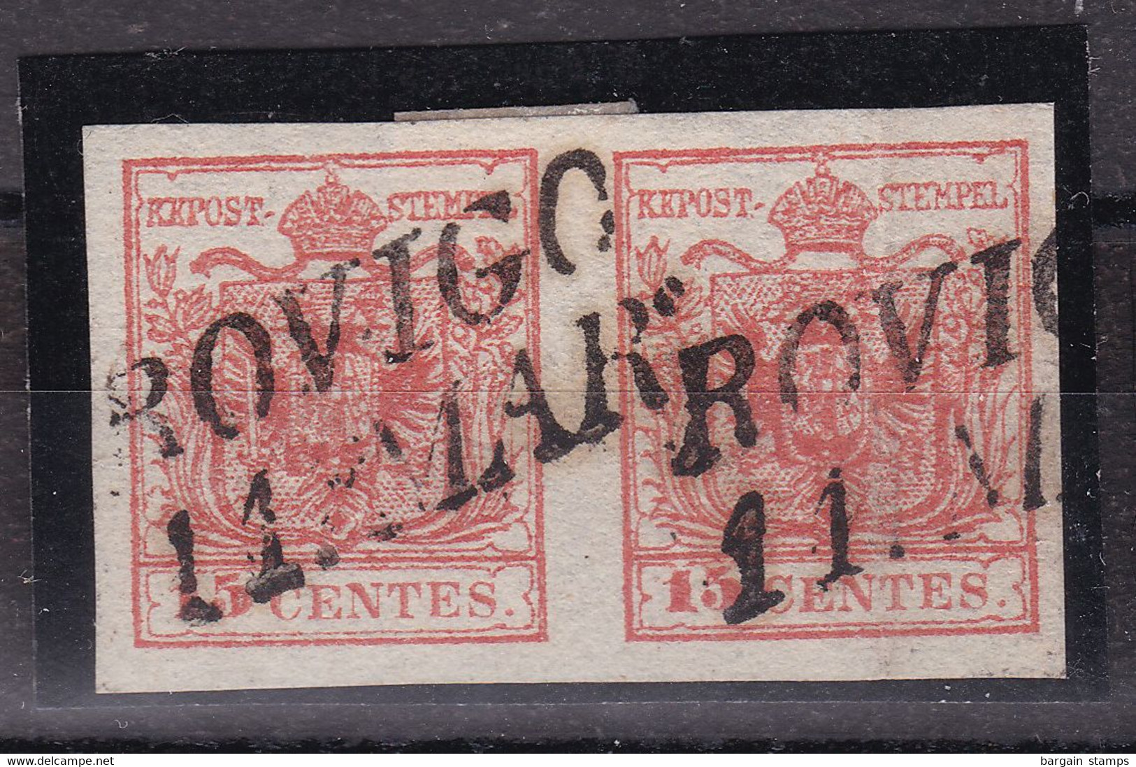 Lombardy-Venetia - Y&T 3 15c In Pair Cancelled Rovigo - Lombardy-Venetia