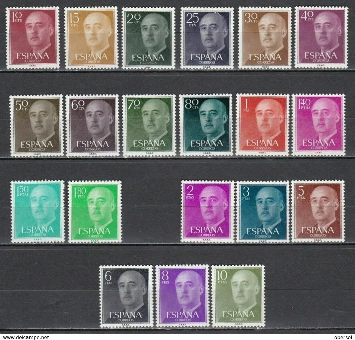 Spain 1955-56 Franco (Missing 5c) HIGH CAT - Otros & Sin Clasificación