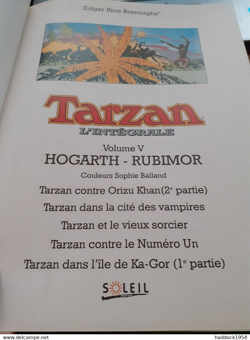 Tarzan L'intégrale N°5 EDGAR RICE BURROUGHS HOGARTH-RUBIMOR Soleil 1994 - Tarzan