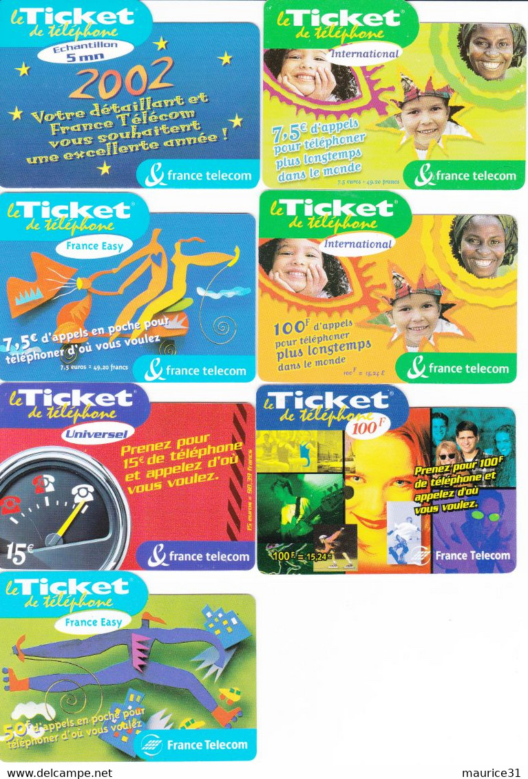 7 Tickets FRANCE TELECOM - Billetes FT