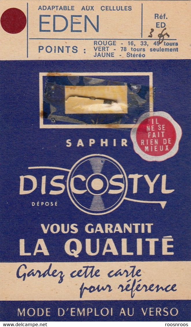 SAPHIR DE PICK-UP DISCOSTYL ADAPTABLE AU CELLULES EDEN - Accessoires, Pochettes & Cartons