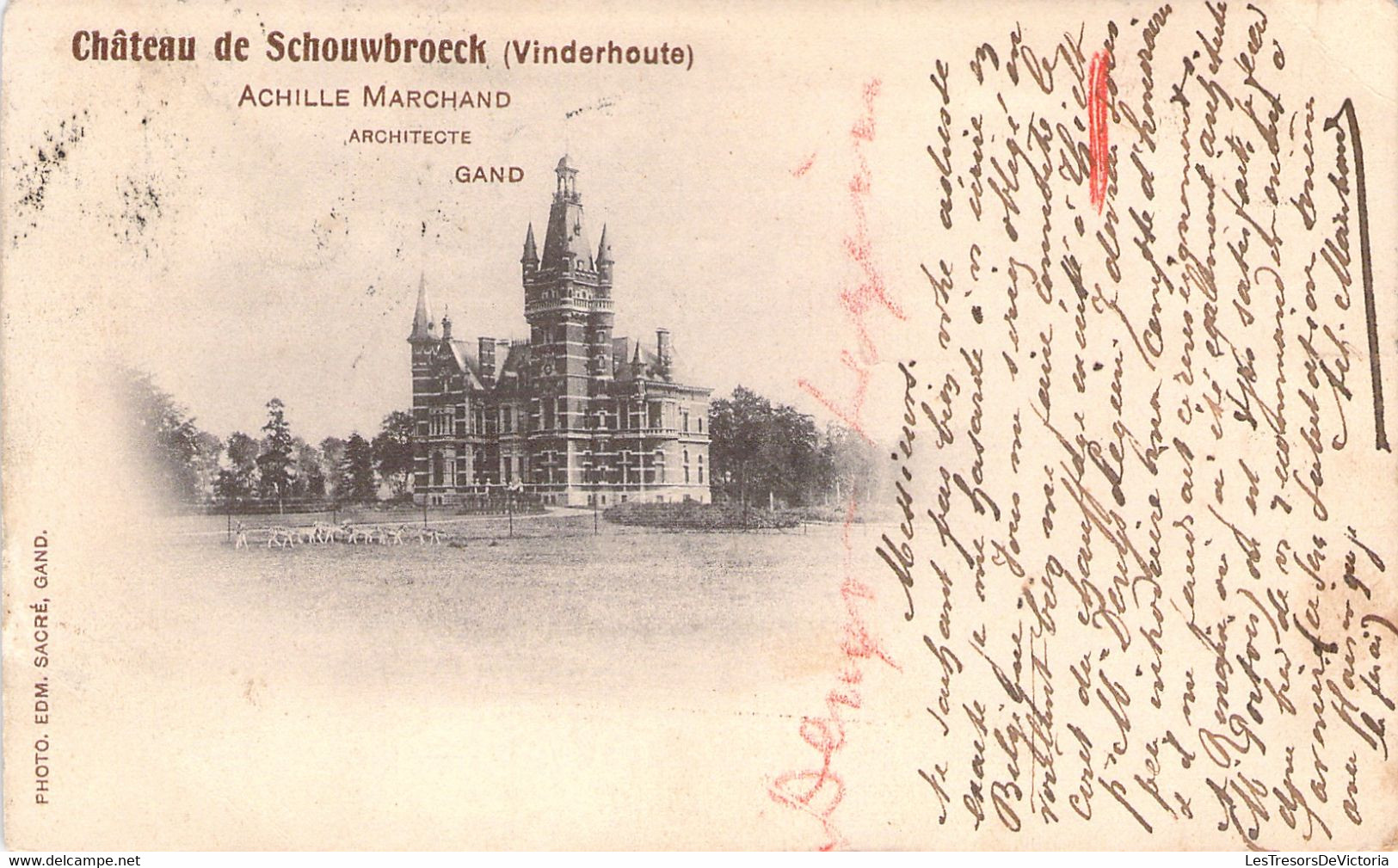 Chateau De Schouwbroeck (vinderhoute) - Carte Publicitaire Pour Architecte - Carte Précurseur - De Gand à Bruxelles 1903 - Other & Unclassified