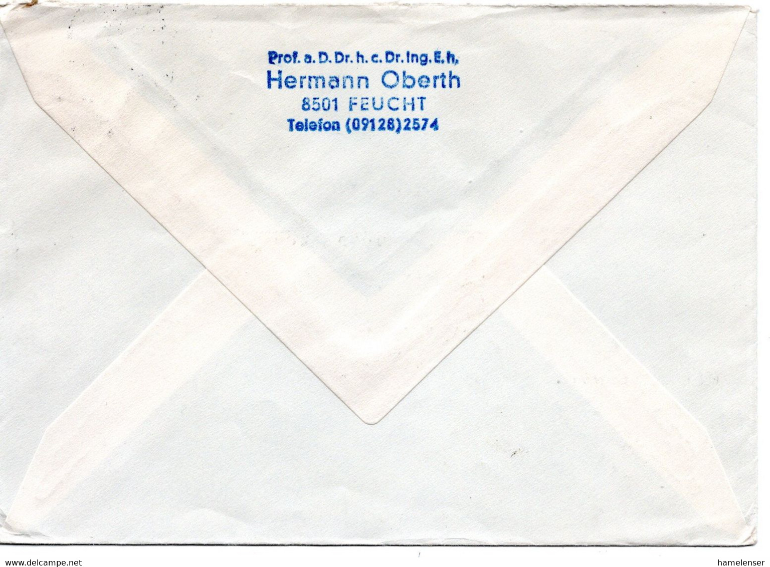 55401 - Bund - 1967 - 1DM Bed.Deutsche MiF A. LpBf. FEUCHT -> Willowick, OH (USA), Abs.: Prof. Hermann Oberth !!! - Europe