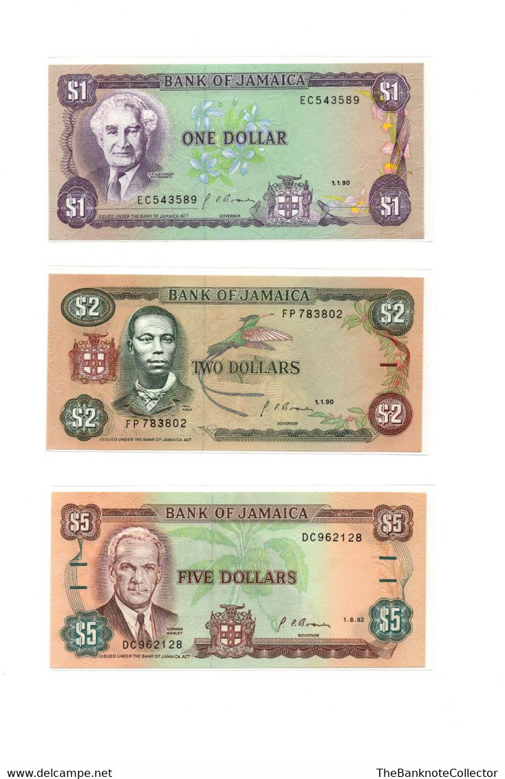 JAMAICA 1 2 5 10 20 50 AND 100 DOLLARS 1989-2007 SERIES7 PIECES BANKNOTES SET UNCIRCULATED - Jamaica