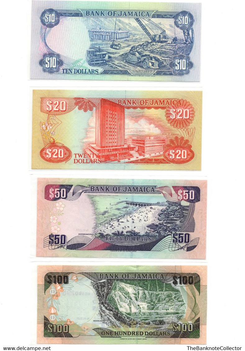JAMAICA 1 2 5 10 20 50 AND 100 DOLLARS 1989-2007 SERIES7 PIECES BANKNOTES SET UNCIRCULATED - Jamaique