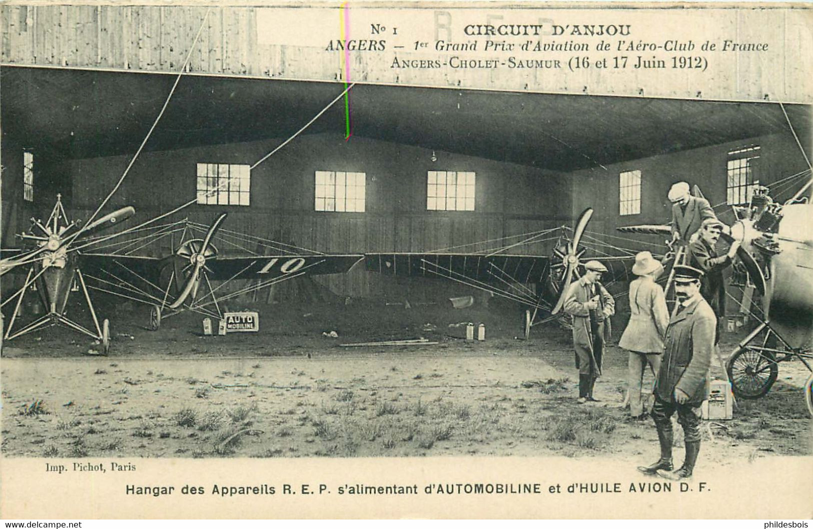 AVIATION  CIRCUIT D'ANJOU ANGERS 1er Prix Aviation Aéro Club 16/17 Juin 1912  Hangar Des Appareils R.E.P - Aérodromes