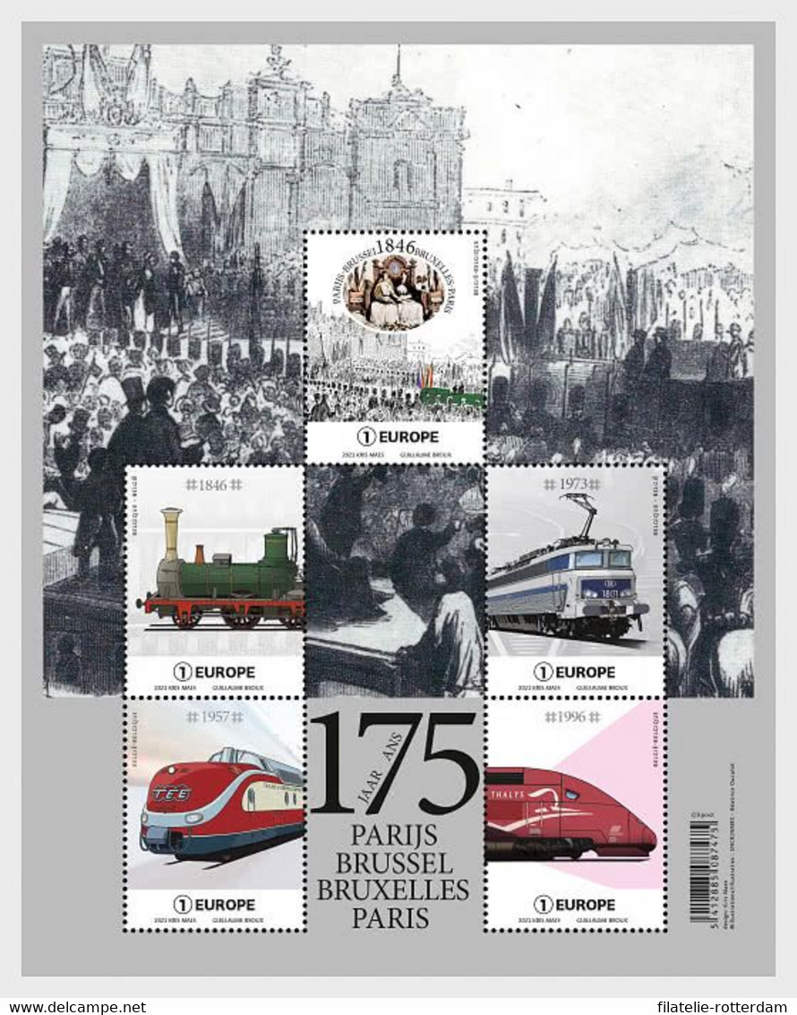 België / Belgium - Postfris / MNH - Sheet 175 Jaar Trein Parijs-Brussel 2021 - Ongebruikt