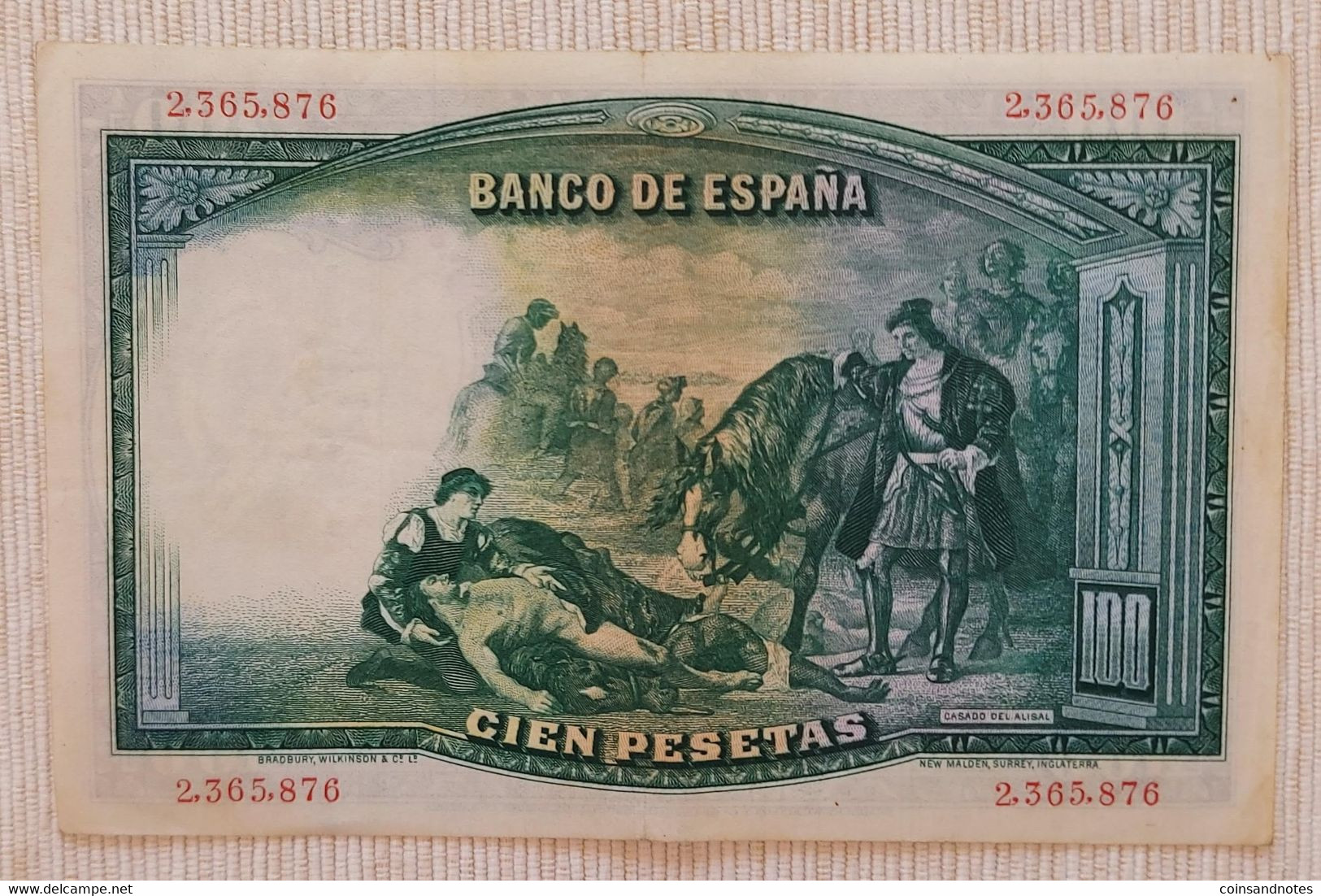 Spain 1931 - 100 Pesetas - ‘Gonzalo Fernández De Córdoba’ - No 2,365,876 - P# 83 - Near UNC - 100 Peseten