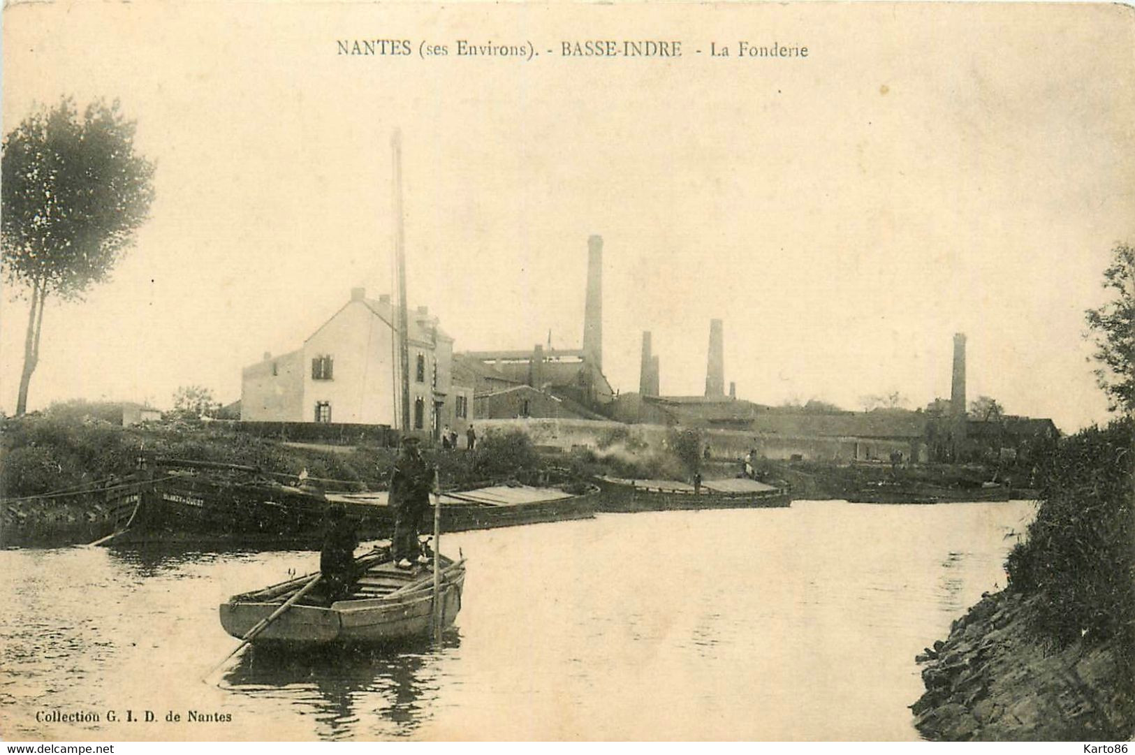 Basse Indre * Vue Sur La Fonderie * Péniche Batellerie * Usine Cheminée - Basse-Indre