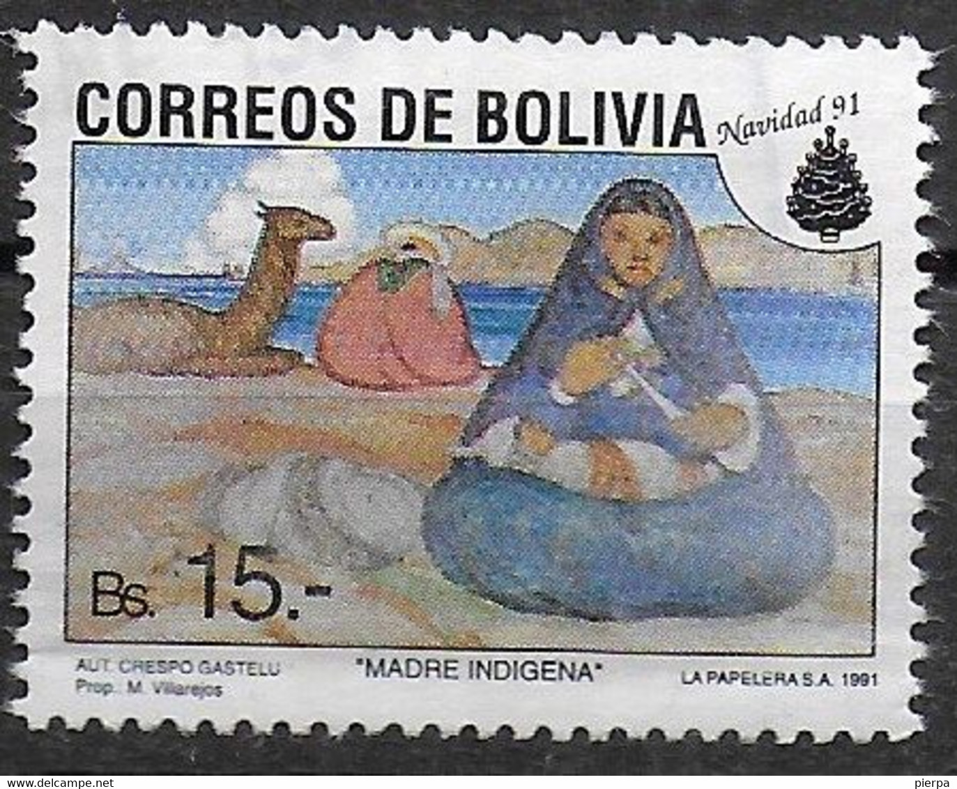 BOLIVIA - 1991 - NATALE - Bs 15,00 - USATO (YVERT 784C - MICHEL 1157) - Bolivien