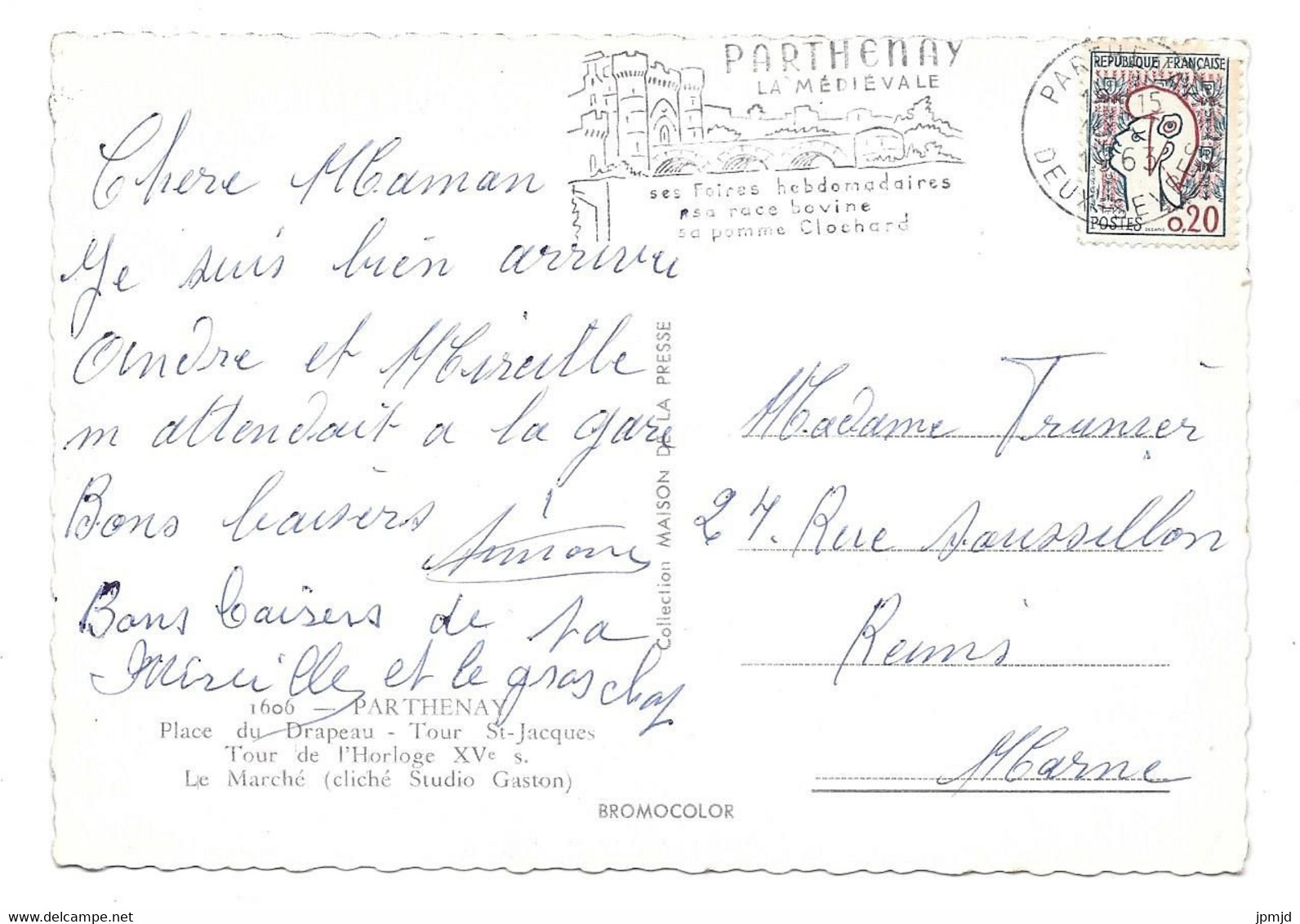 79 - PARTHENAY - Multi Vues : 1er Marché De France - Ed. Maison De La Presse N° 1606 Colorisée - 1963 - Parthenay
