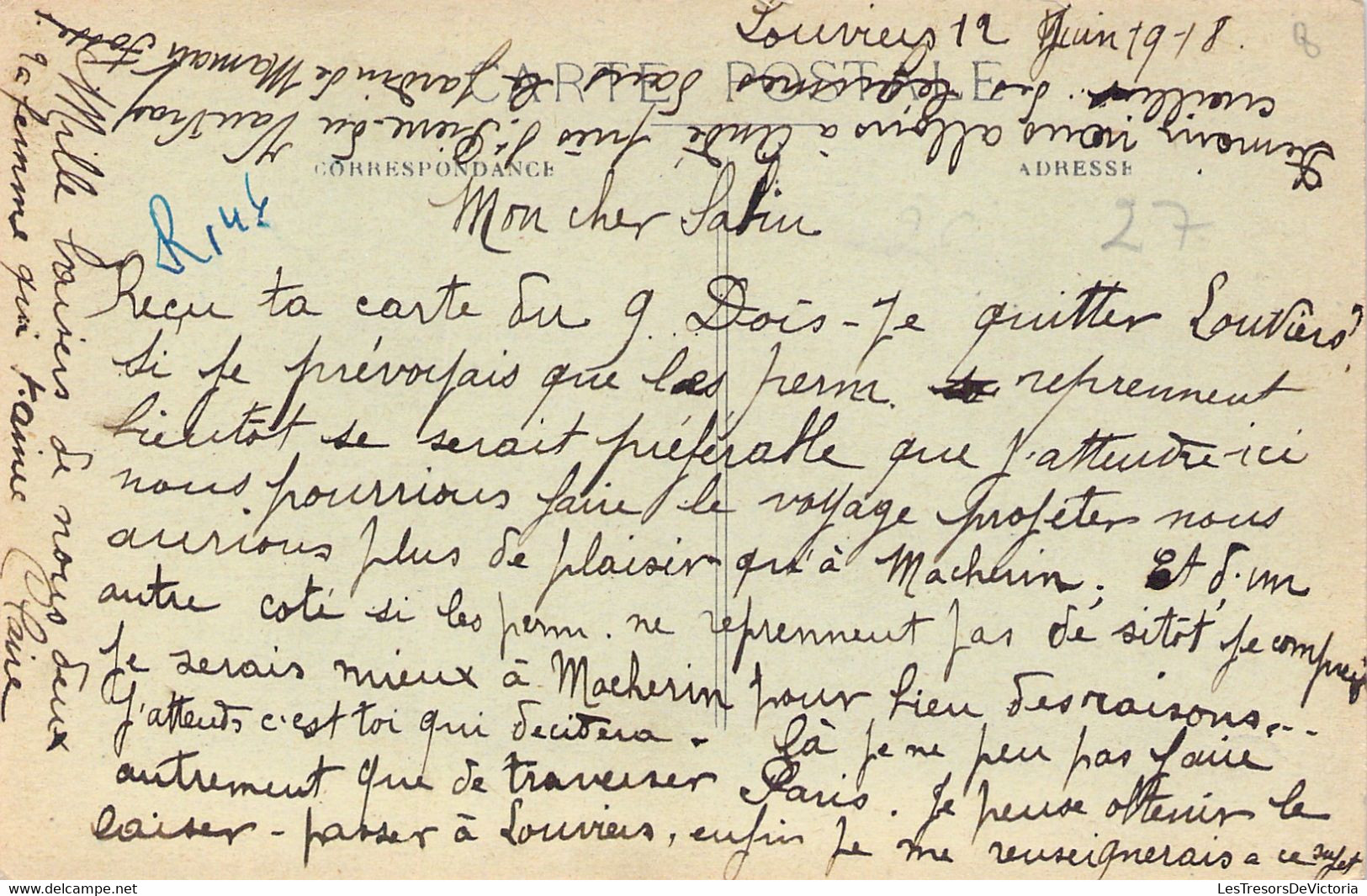 LOUVIERS - Rue Grande - Animé - Correspondance De Juin 1918 - Bozonet Divers Magasins - Louviers