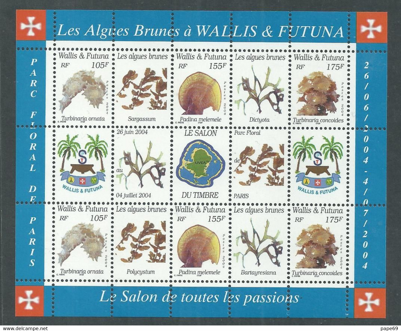 Wallis Et Futuna B. F. N° 17 XX " Le Salon Du Timbre 2004" Flore : Plantes Marines Le Bloc Sans Cha. TB - Blocs-feuillets