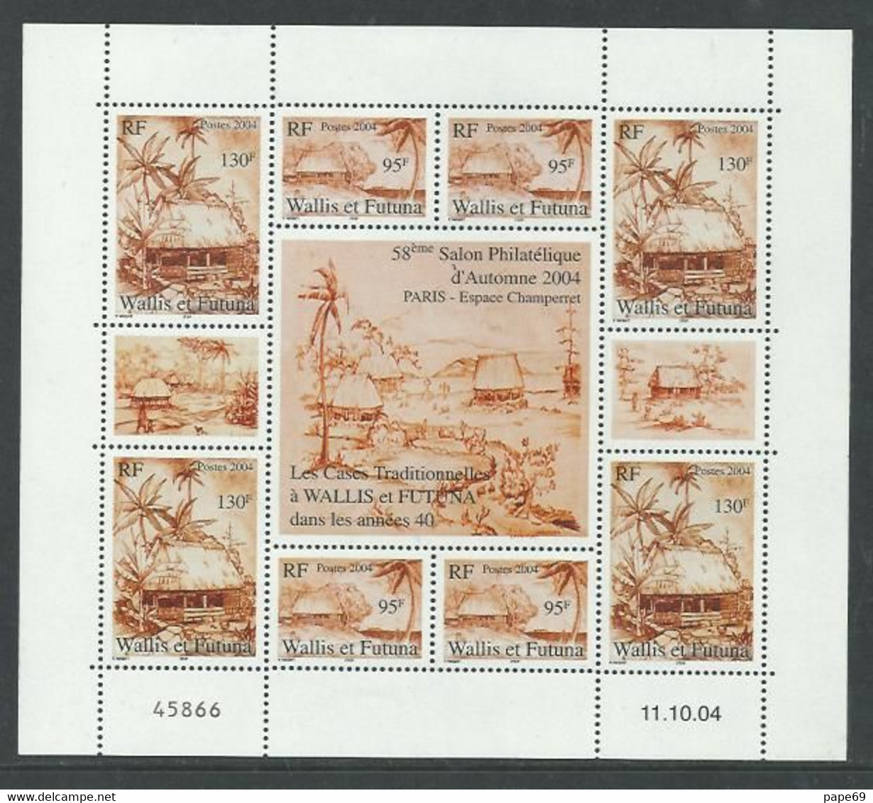 Wallis Et Futuna B. F. N° 18 XX Cases Traditionnelles, Le Bloc Sans Charnière, TB - Blocks & Sheetlets