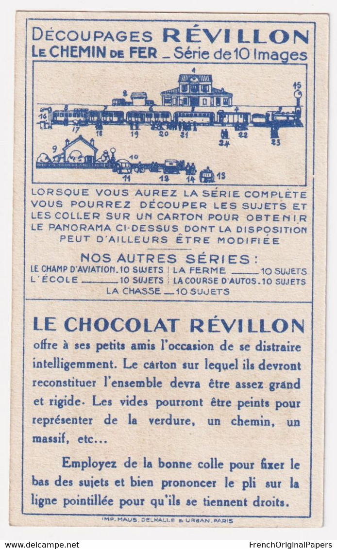 Jolie Chromo Image à Découper Chocolat Révillon Série Chemin De Fer Train Attelage Wagon - Railway Hitch Farm A62-15 - Revillon