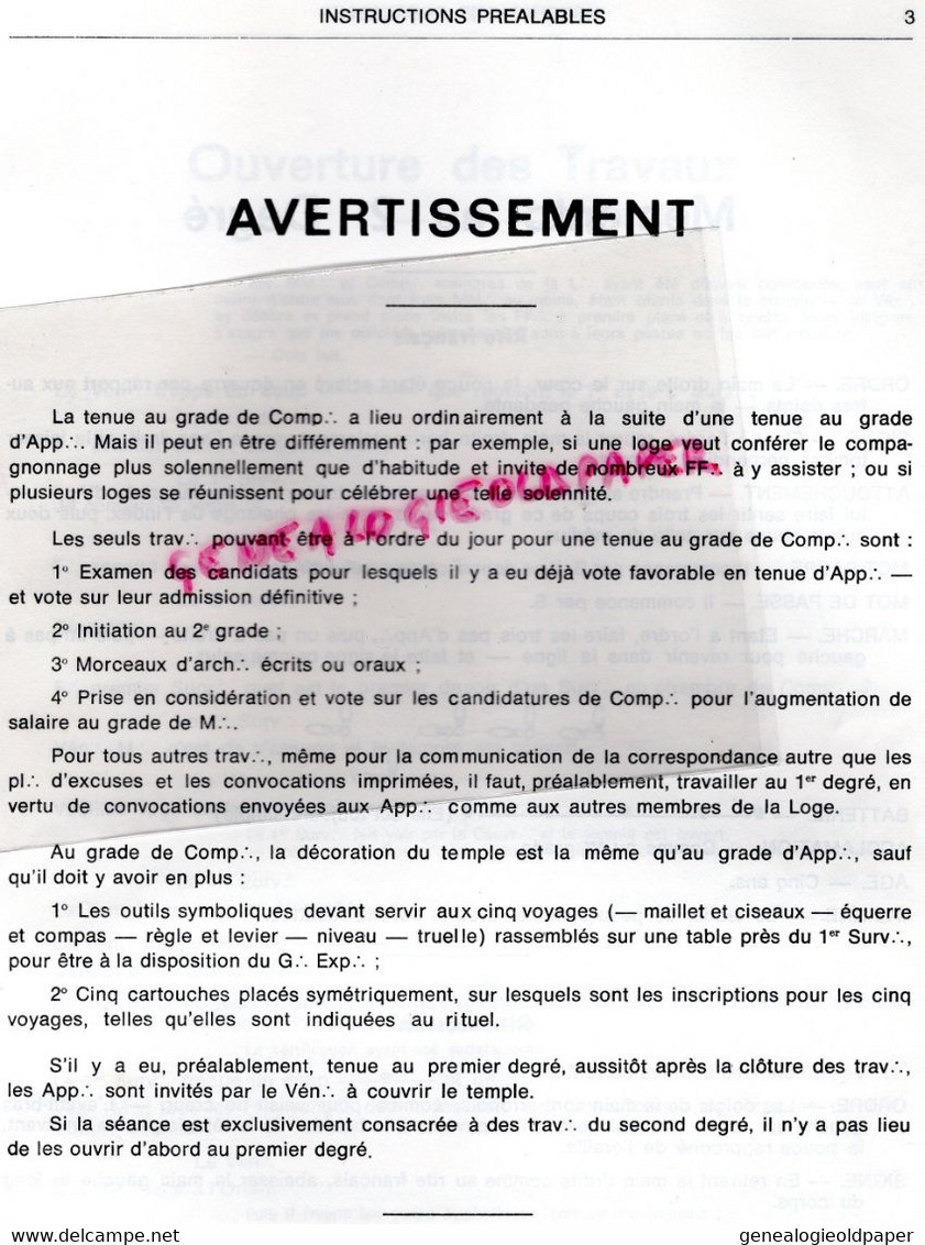 FRANC MACONNERIE FRANC MACON-CAHIER DU GRADE DE COMPAGNON 5981- 2E DEGRE GRAND ORIENT DE FRANCE - Historical Documents