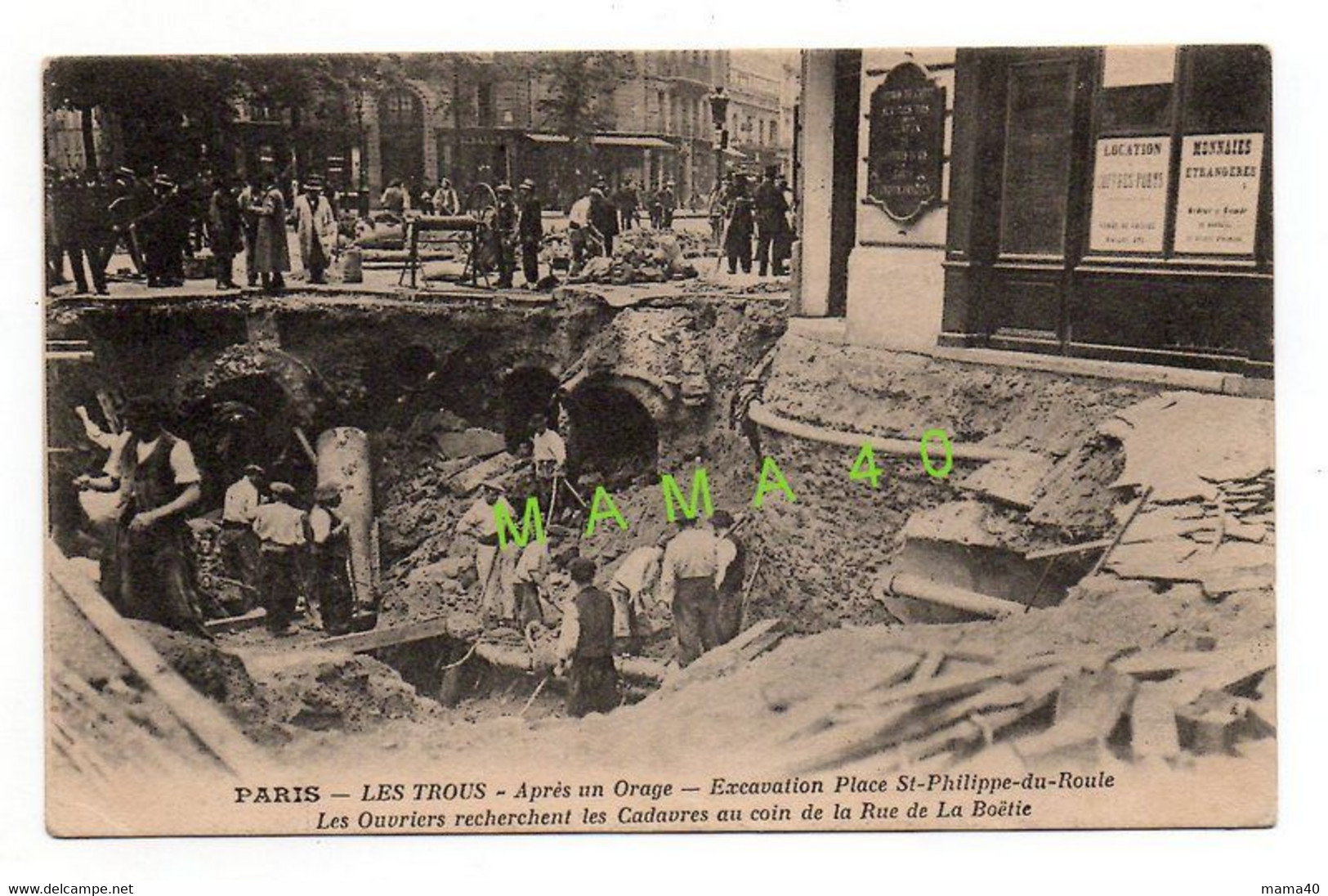 CPA - 75 - PARIS - CATASTROPHE - APRES ORAGE DU 15/06/1914 - PLACE ST PHILIPPE DU ROULE - RECHERCHE DES CADAVRES - Arrondissement: 08