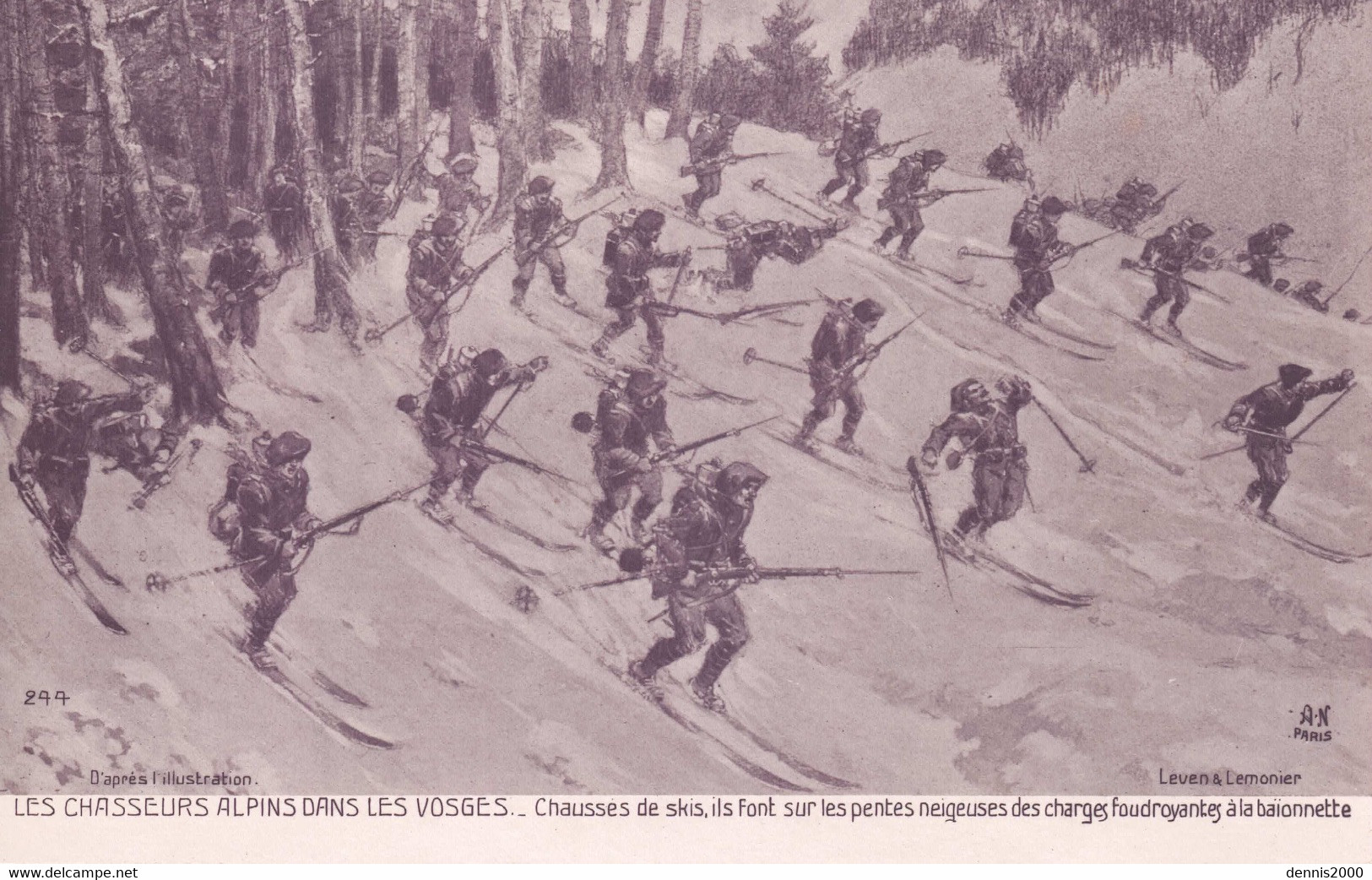 Les Chasseurs Alpins Dans Les Vosges - Chausses De Skis, D'après L'illustration Leven & Lemonier  - Ed. A. Noyer, Paris - Régiments