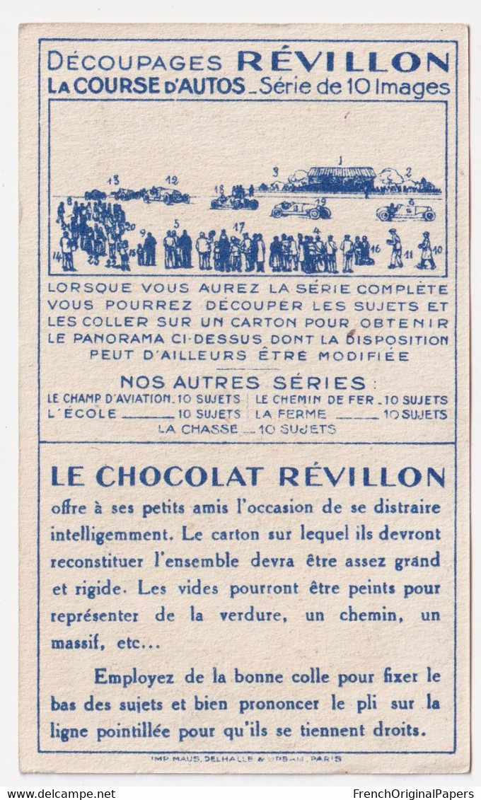 Chromo Image à Découper Chocolat Révillon Course Auto Sport Automobile Voiture Système Découpage Car Race Vélo A62-23 - Revillon