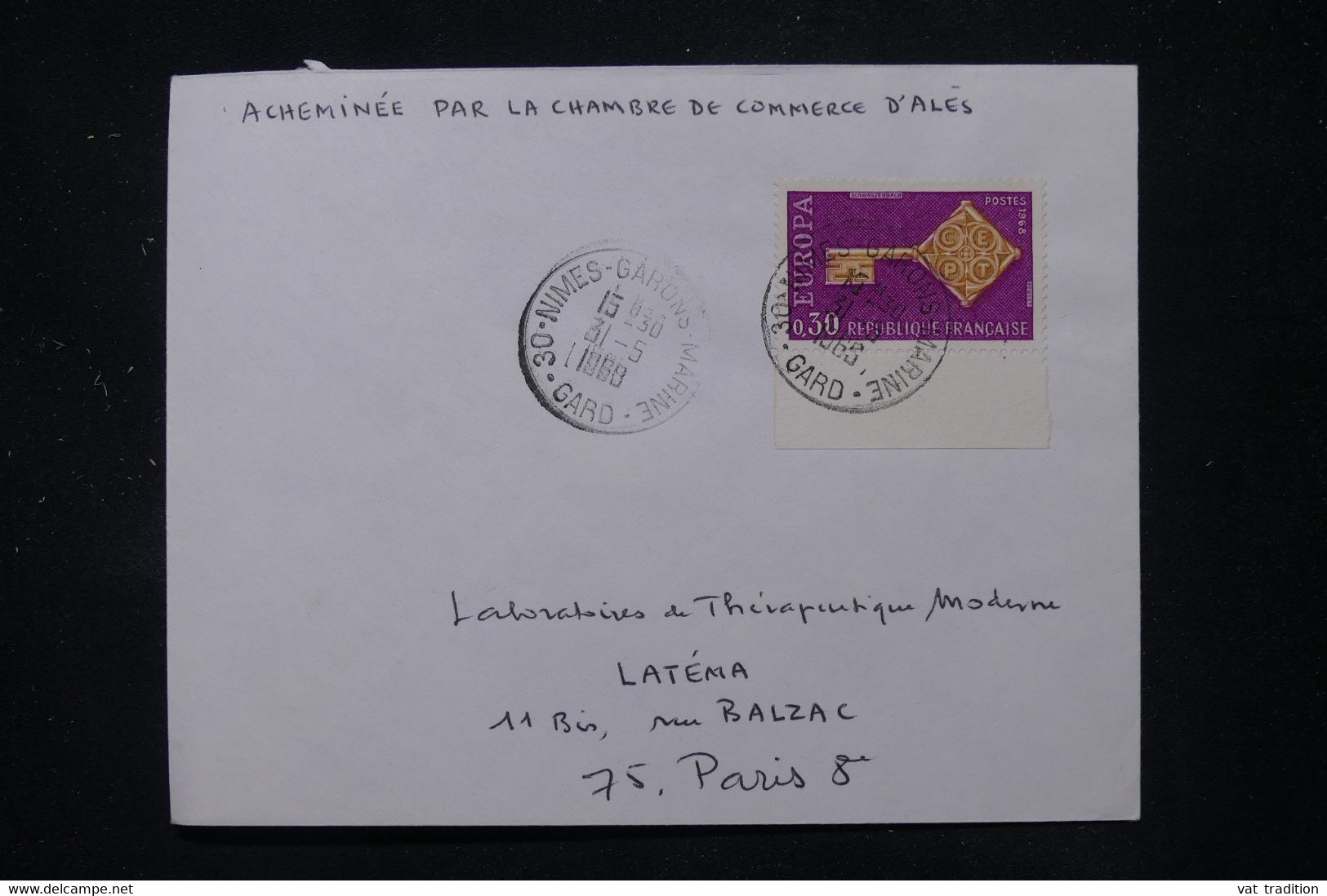 FRANCE - Enveloppe Acheminée Par La Chambre De Commerce D'Alés En 1968  ( Grêves Des PTT ) - L 111208 - Documenten