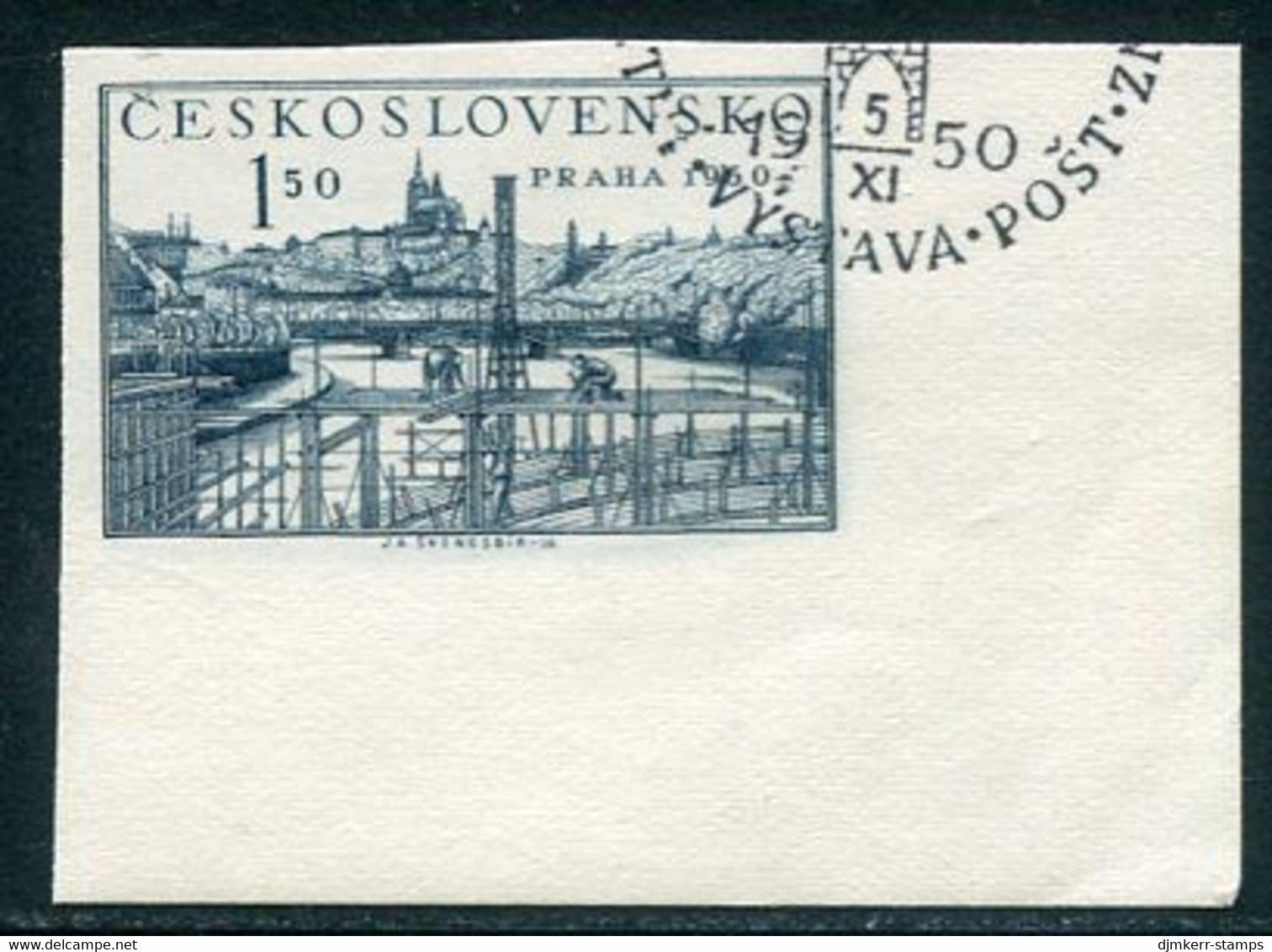 CZECHOSLOVAKIA 1950 Prague Philatelic Exhibition Single Ex Block Used.  Michel 638B - Gebraucht