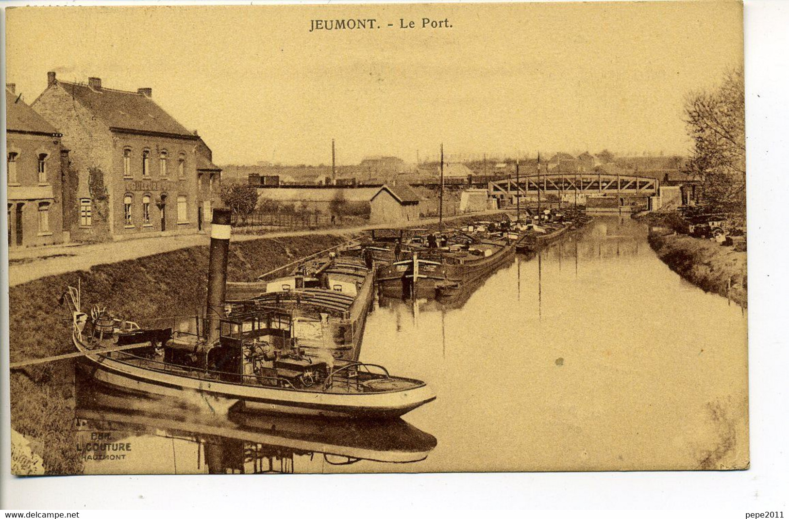 CPA 59 JEUMONT Le Port Bateaux Quais Maisons Pont - Jeumont