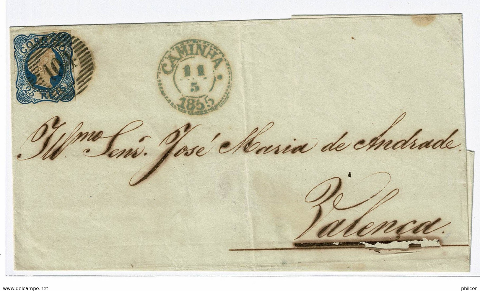 Portugal, 1855, # 6, Caminha-Valença - Lettres & Documents