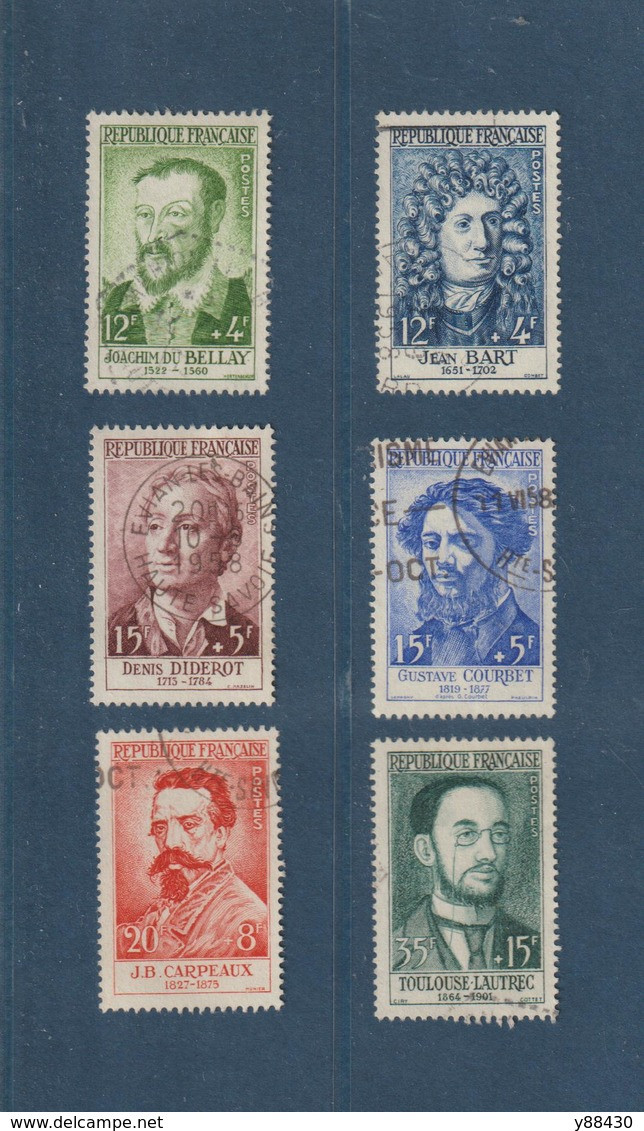 1166 à 1171 De 1958 - 6 Valeurs Oblitérées - Série . Célèbrités  - 2 Scannes - Usati