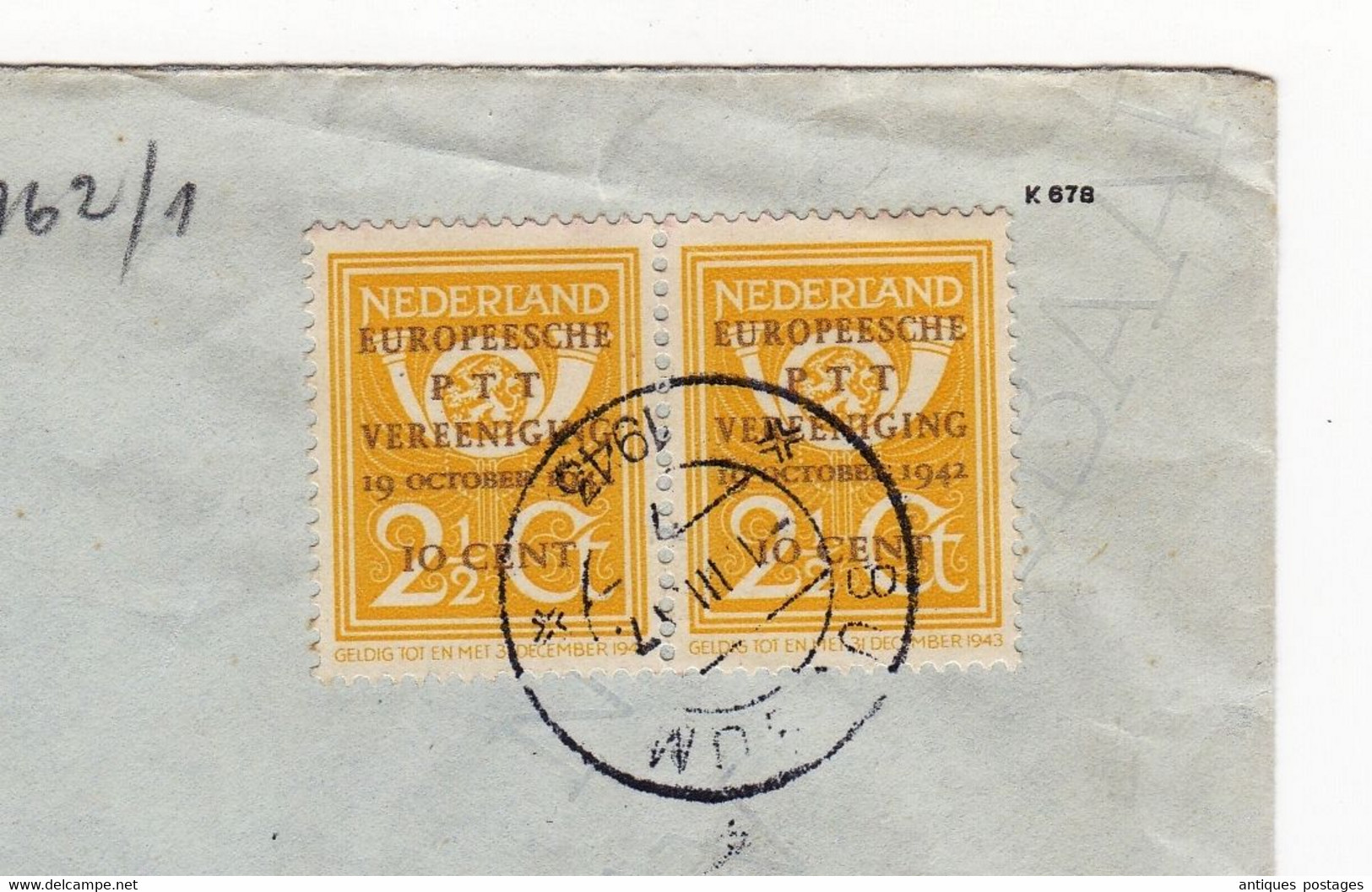 Registered Bussum 1943 Nederland Inter Phila Niebüll Schleswig-Holstein Censor WW2 Europese P.T.T. Vereniging - Postal History