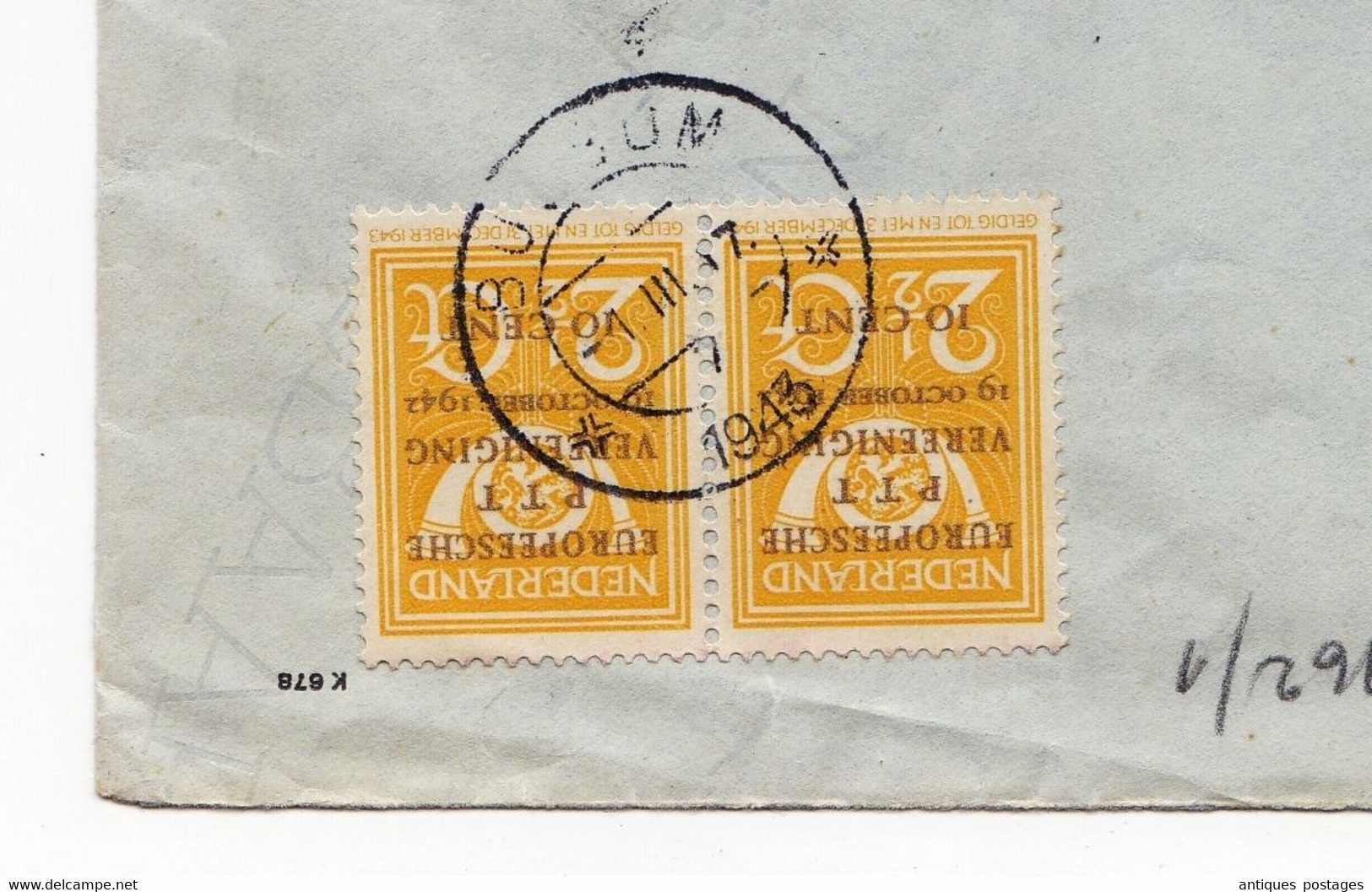 Registered Bussum 1943 Nederland Inter Phila Niebüll Schleswig-Holstein Censor WW2 Europese P.T.T. Vereniging - Postal History