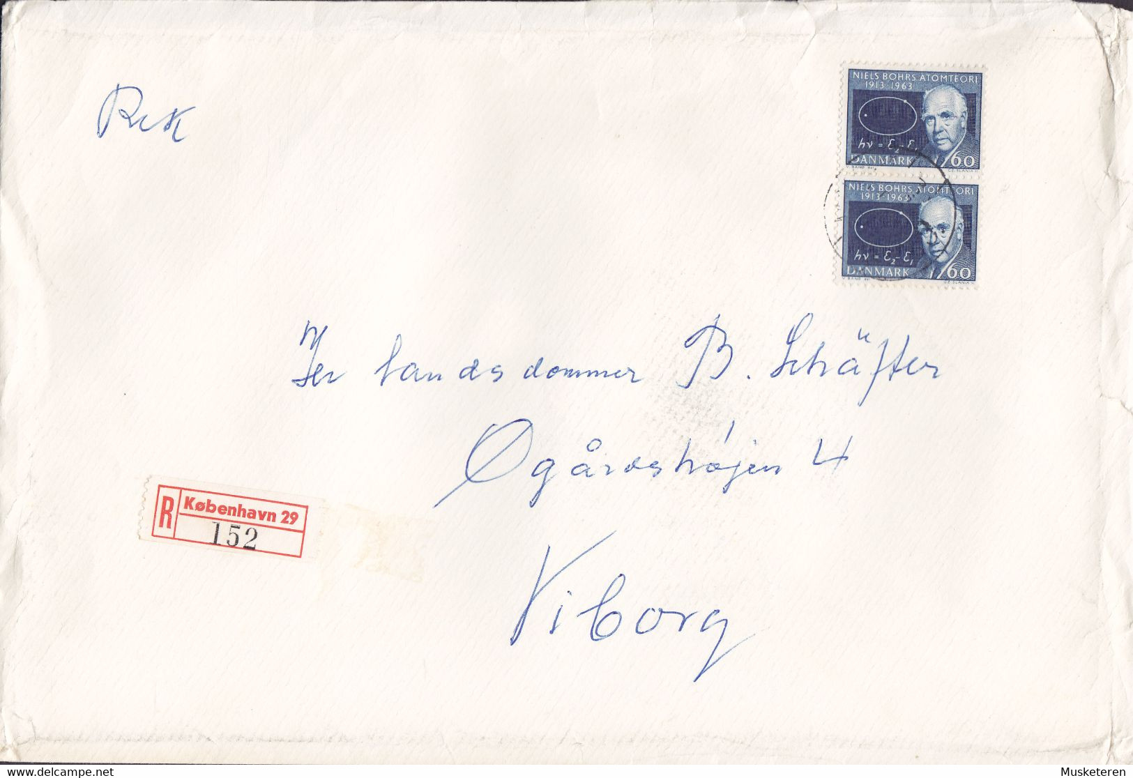 Denmark KØBENHAVNS PHILATELIST KLUB Registered Einschreiben Label KØBENHAVN 1963? Cover Brief Niels Bohr (Cz. Slania) - Storia Postale