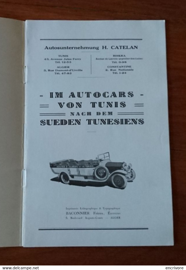 De Tunis Au Sud De La Tunisie Autocar Im Auto Cars Von Tunis Nach Sueden H. CATELAN Baconnier éditeur Roger Irriera - Reiseprospekte