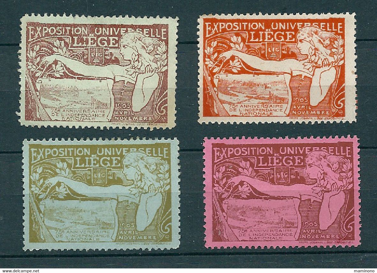 4 Vignette  Exposition Universelle De Liege 1905 - Altri & Non Classificati