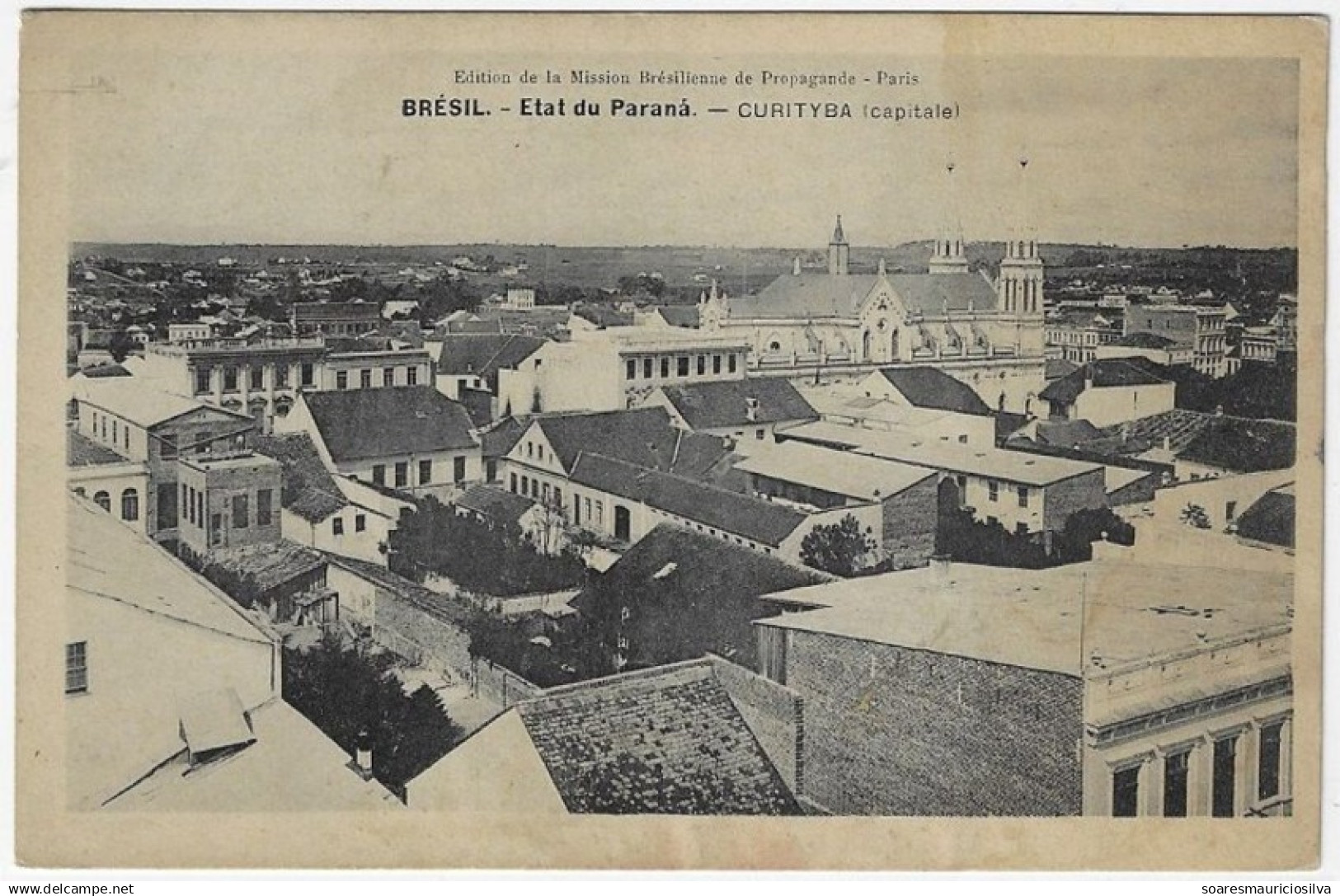 Brazil Paraná 1910s Postcard view Of Curitiba Cathedral Editor Mission Brésilienne De Propagande Unnumbered Unused - Curitiba