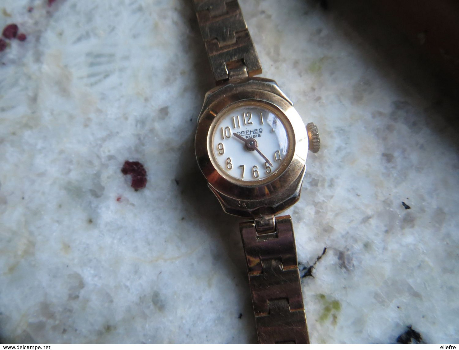 Montre Femme Mécanique à Remontoir  ORPHEO RUBIS - Joli Modèle Bracelet Métal Doré Parfait état - Montre Qui Fonctionne - Watches: Jewels