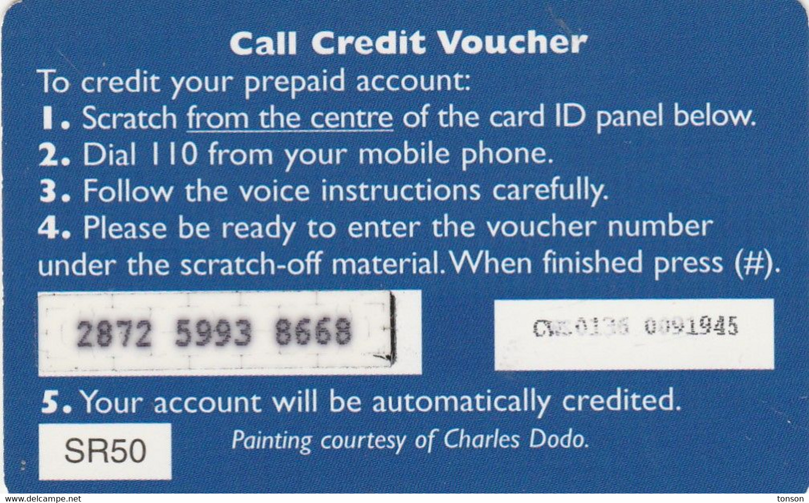 Seychelles, SC-C&W-REF-0006C, SR50,  Paintings, Courtesy Of Charles Dodo, 2 Scans   CN :  CWS0136 + 7 Digits. - Seychelles