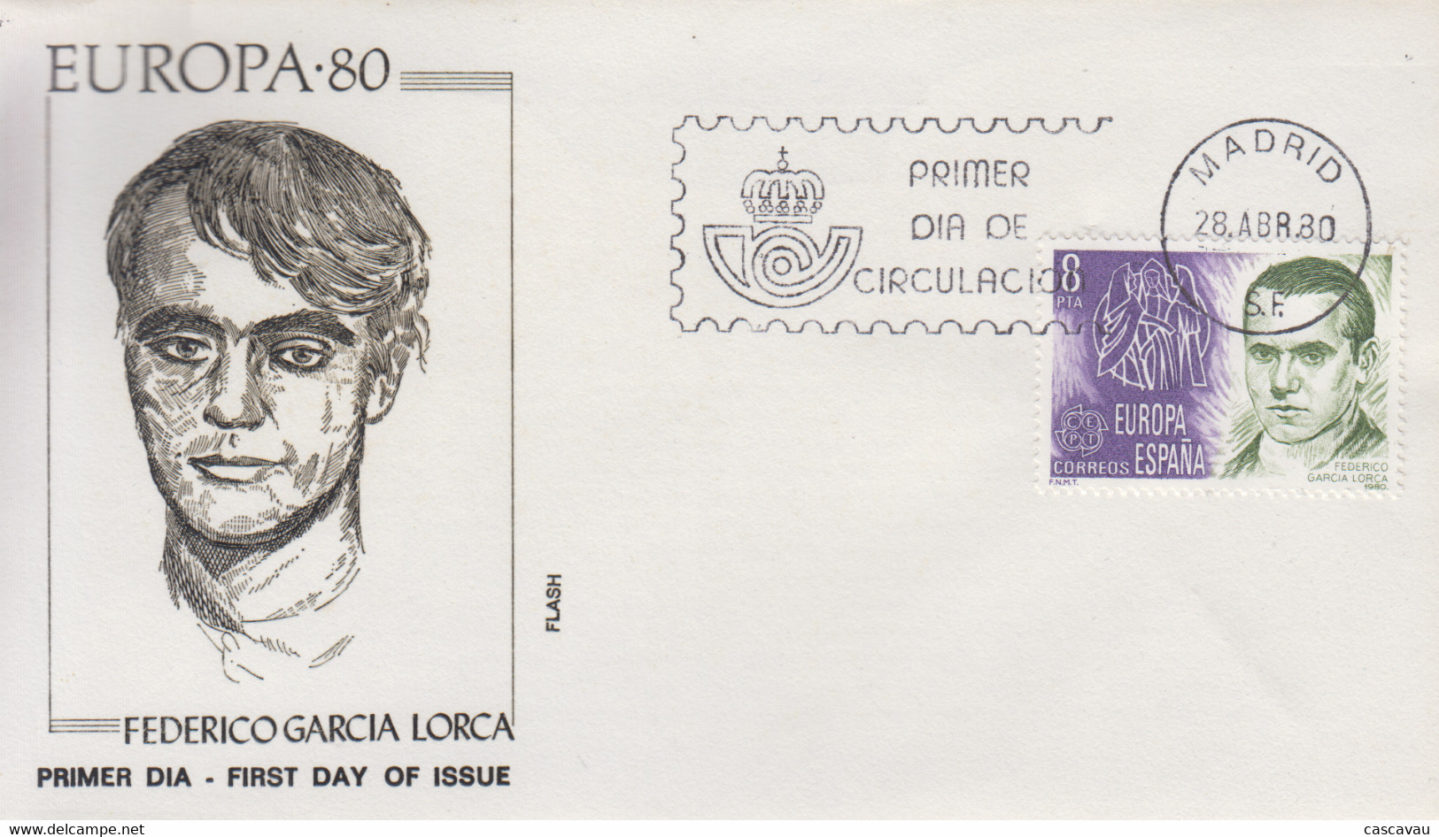 Enveloppe  FDC  1er  Jour   ESPAGNE    Federico   GARCIA   LORCA     EUROPA   1980 - 1980