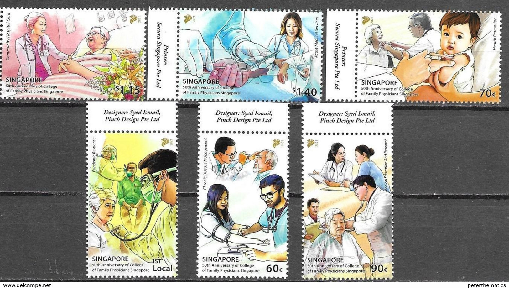 SINGAPORE, 2021, MNH, DOCTORS, MEDICAL SCHOOL, COLLEGE OF FAMILY PHYSICIANS SINGAPORE ,6v - Sonstige & Ohne Zuordnung