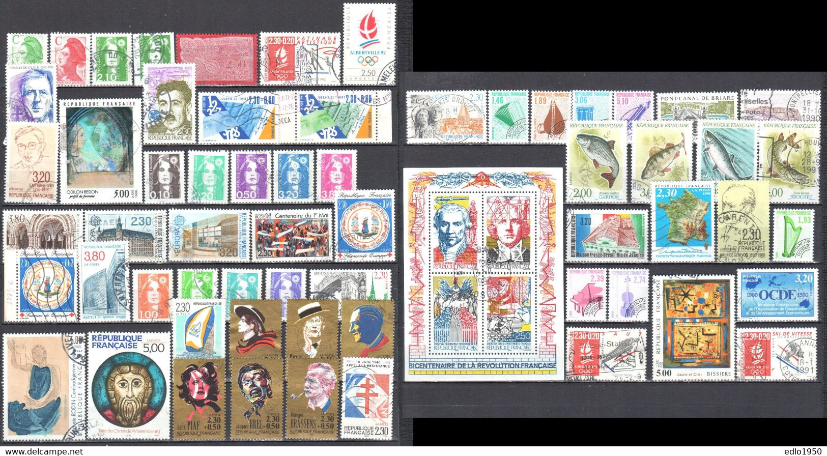 France 1990 Complete Year Set - Used - Oblitéré - 1990-1999